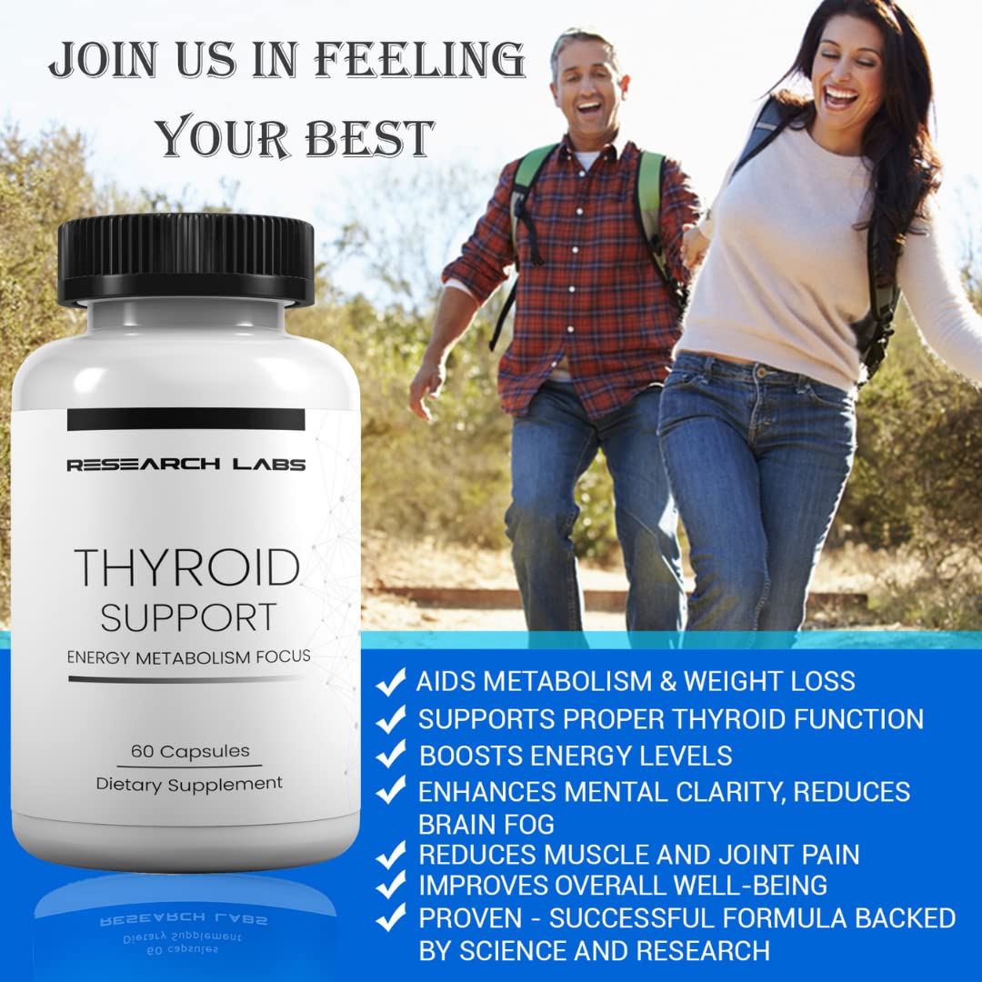 Research Labs Thyroid Support + Iodine Supplement - Energy, Metabolism, Focus Research Labs