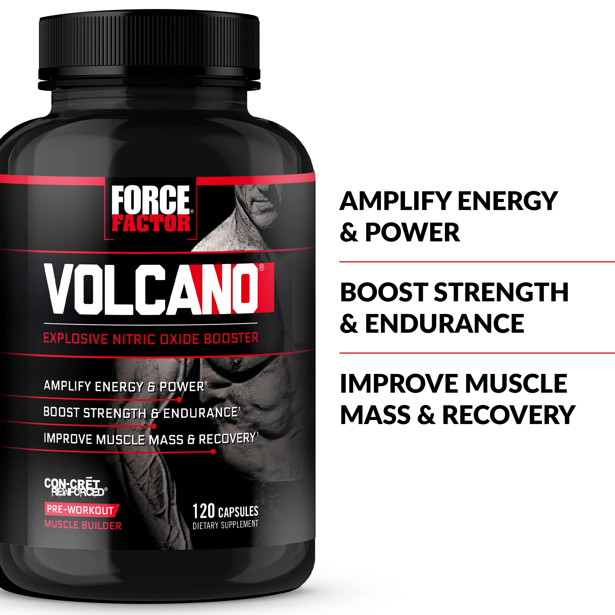 Force Factor Volcano Pre Workout Nitric Oxide Booster Supplement for Men with Creatine Force Factor