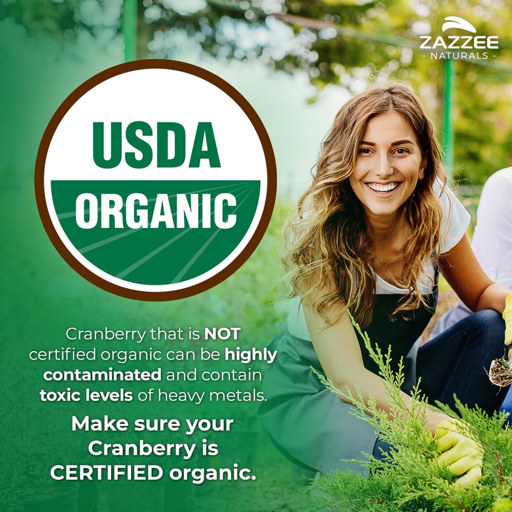 Zazzee USDA Organic Cranberry 25:1 Extract, 12,500 mg Strength, 100 Vegan Capsules