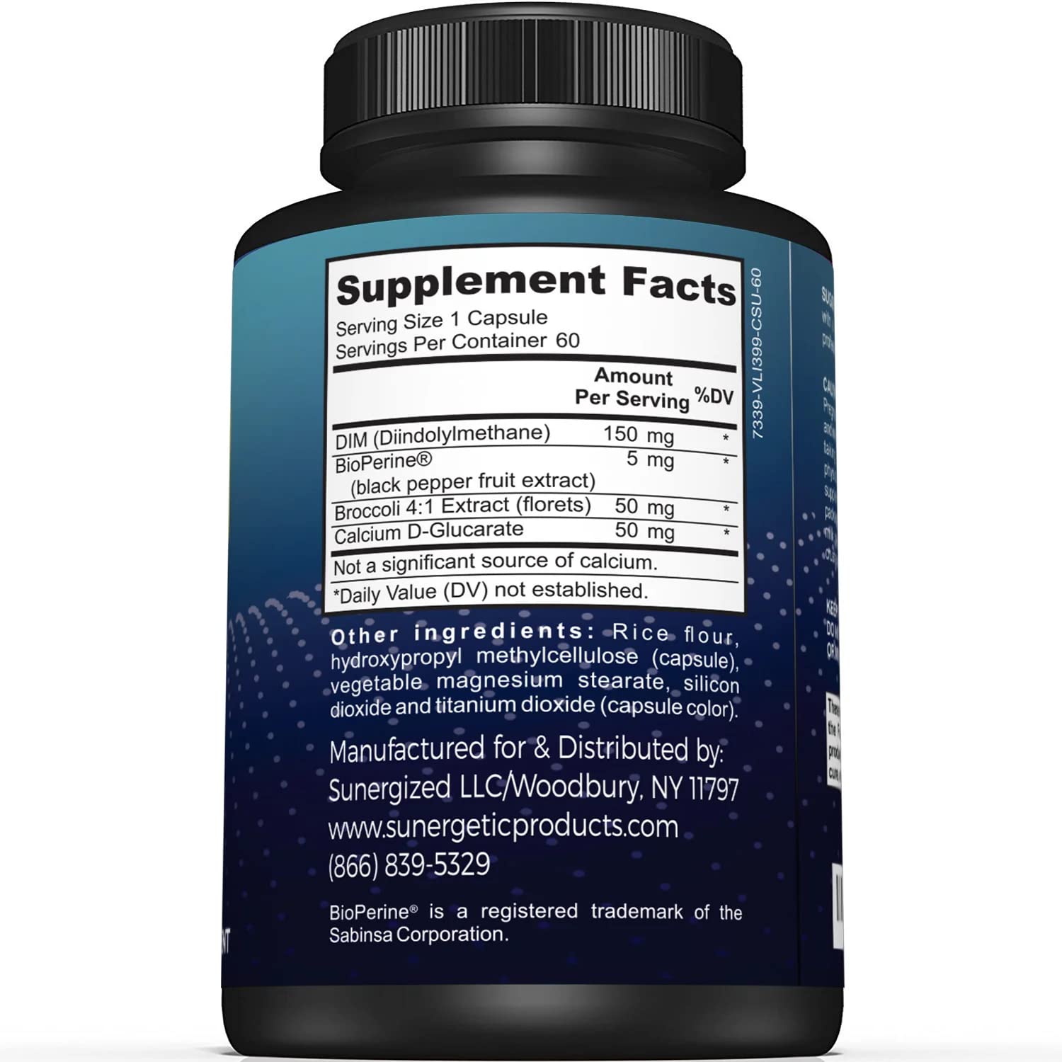 Premium DIM Supplement–Includes 150mg DIM (diindolylmethane), Broccoli, Calcium D Sunergetic