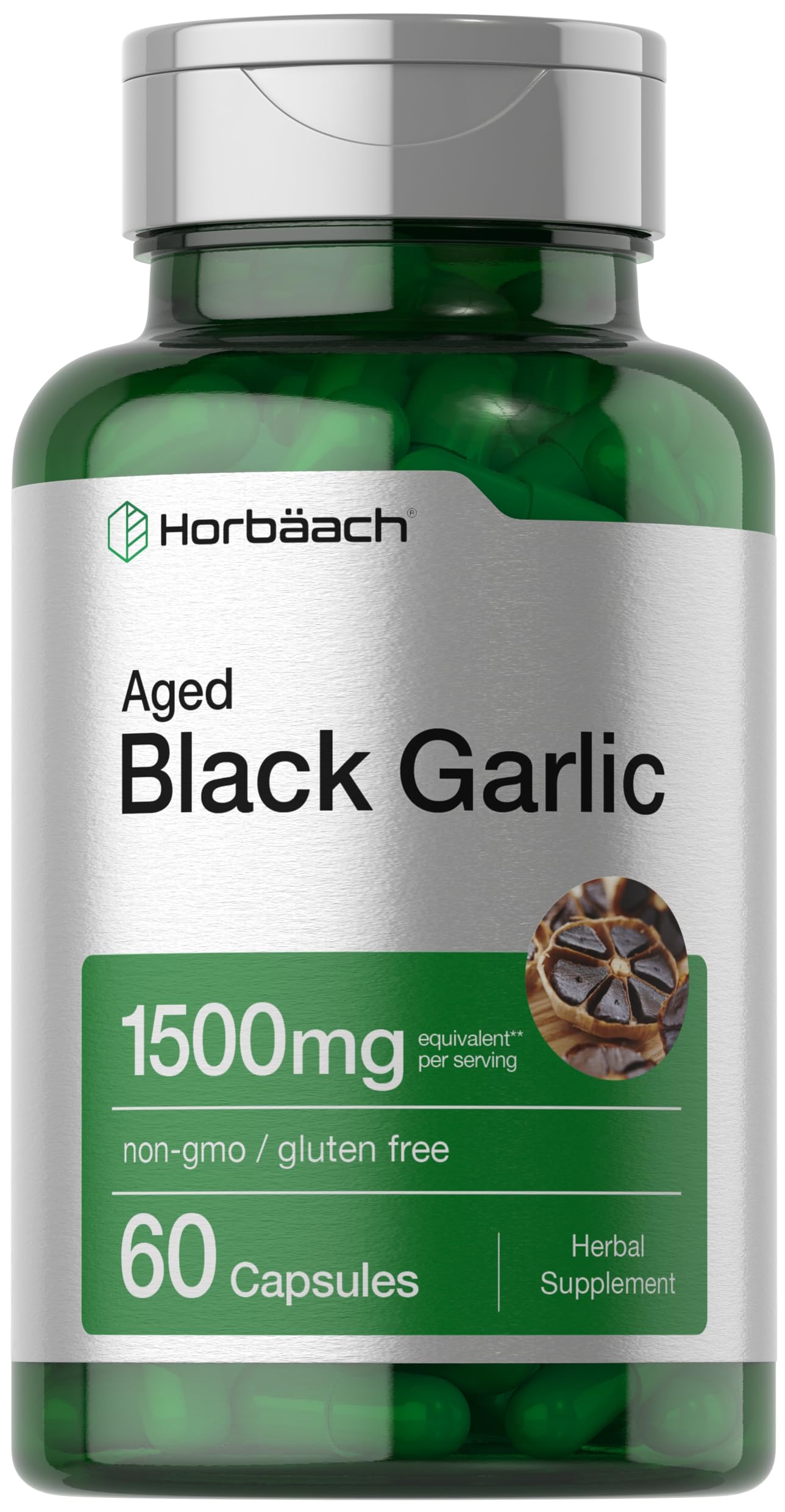 Aged Black Garlic Capsules 1500mg | 60 Count | Fermented Extract Supplement