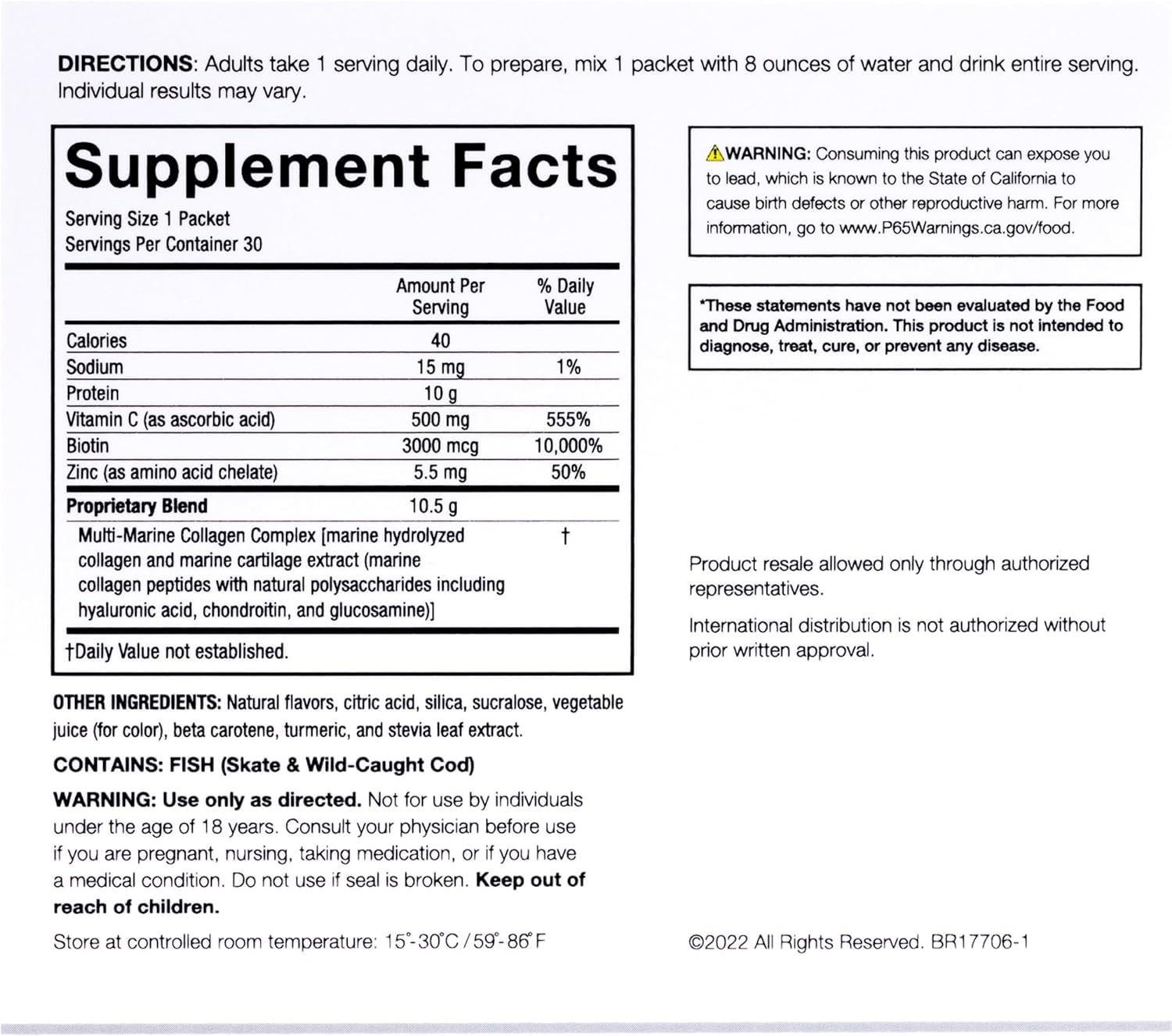 Serovital Skin Brilliance Marine Collagen – Hydrolyzed Marine Collagen Peptides Serovital