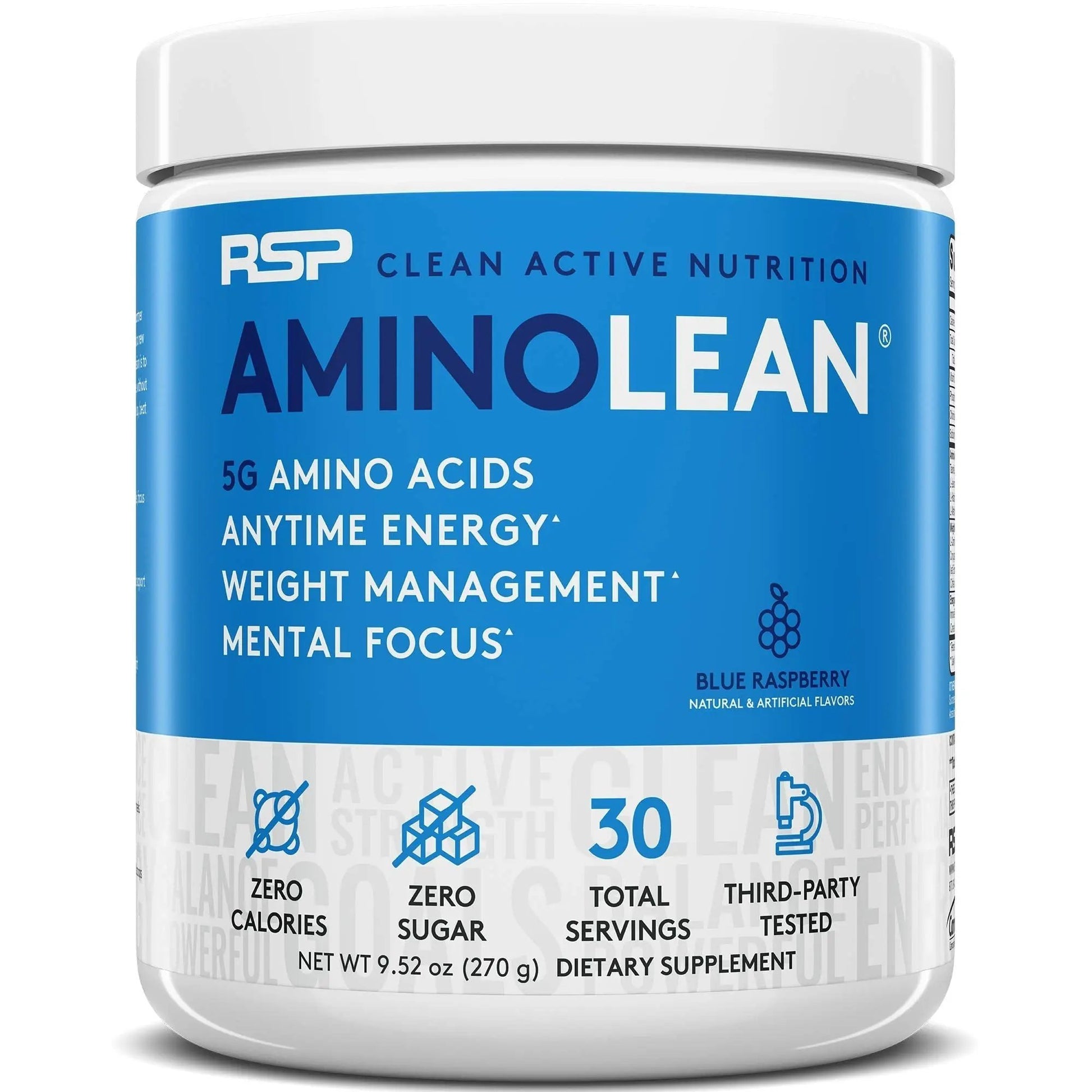 RSP NUTRITION AminoLean Pre Workout Energy (Blue Raspberry 30 Servings) with AminoLean Recovery Post Workout Boost (Blood Orange 30 Servings)