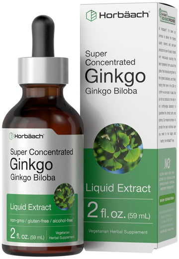 Ginkgo Biloba Extract Liquid 2 fl oz | Alcohol-Free Herb Supplement | Vegetarian