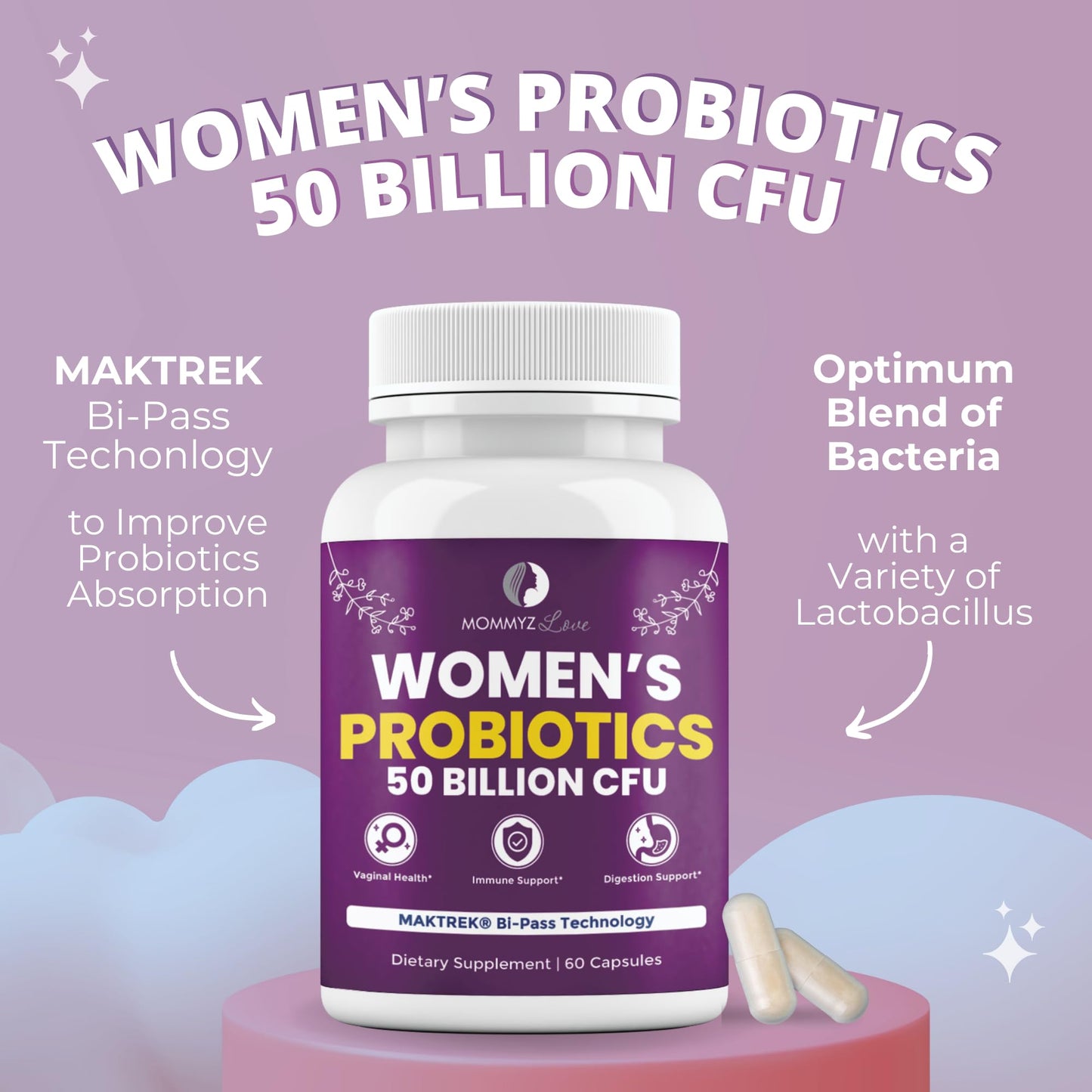 Mommyz Love Probiotics for Digestive Health, Vaginal Odor Control, Balanced pH