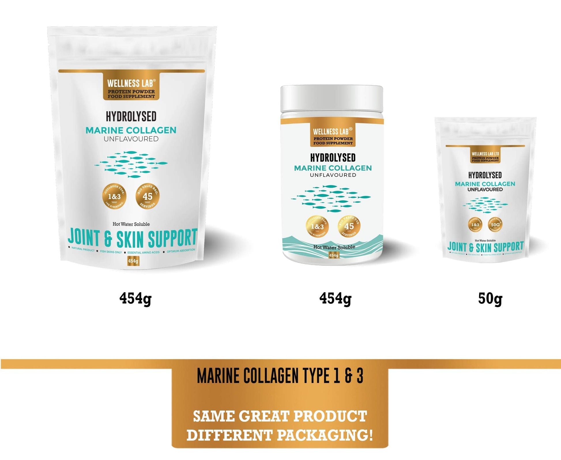 Cleanest Marine Collagen Peptides | Wellness Lab 454g | Type I,III | Highest Bioavailability Hydrolysed Protein Wellness Lab