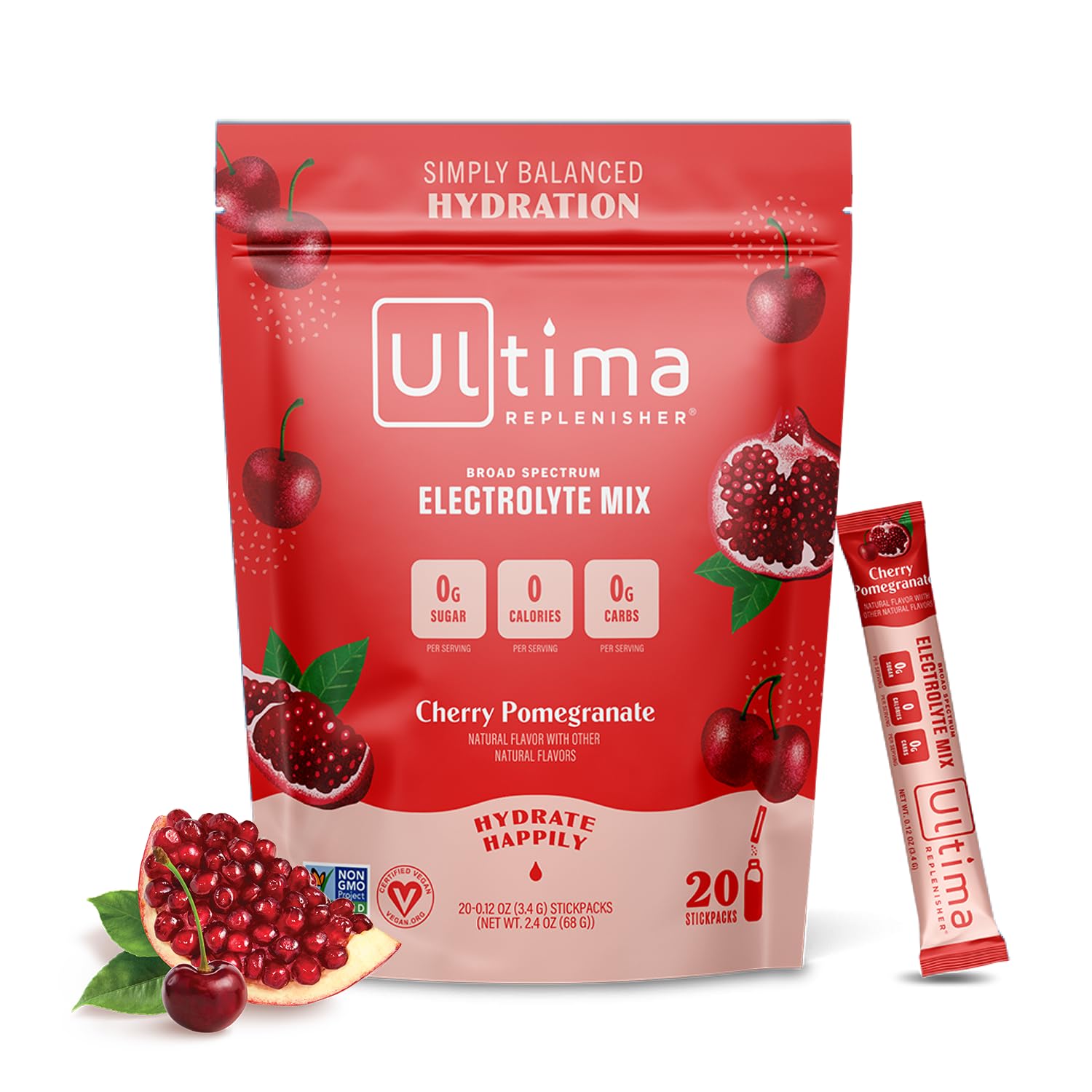 Ultima Replenisher Daily Electrolyte Drink Mix – Cherry Pomegranate, 20 Stickpacks