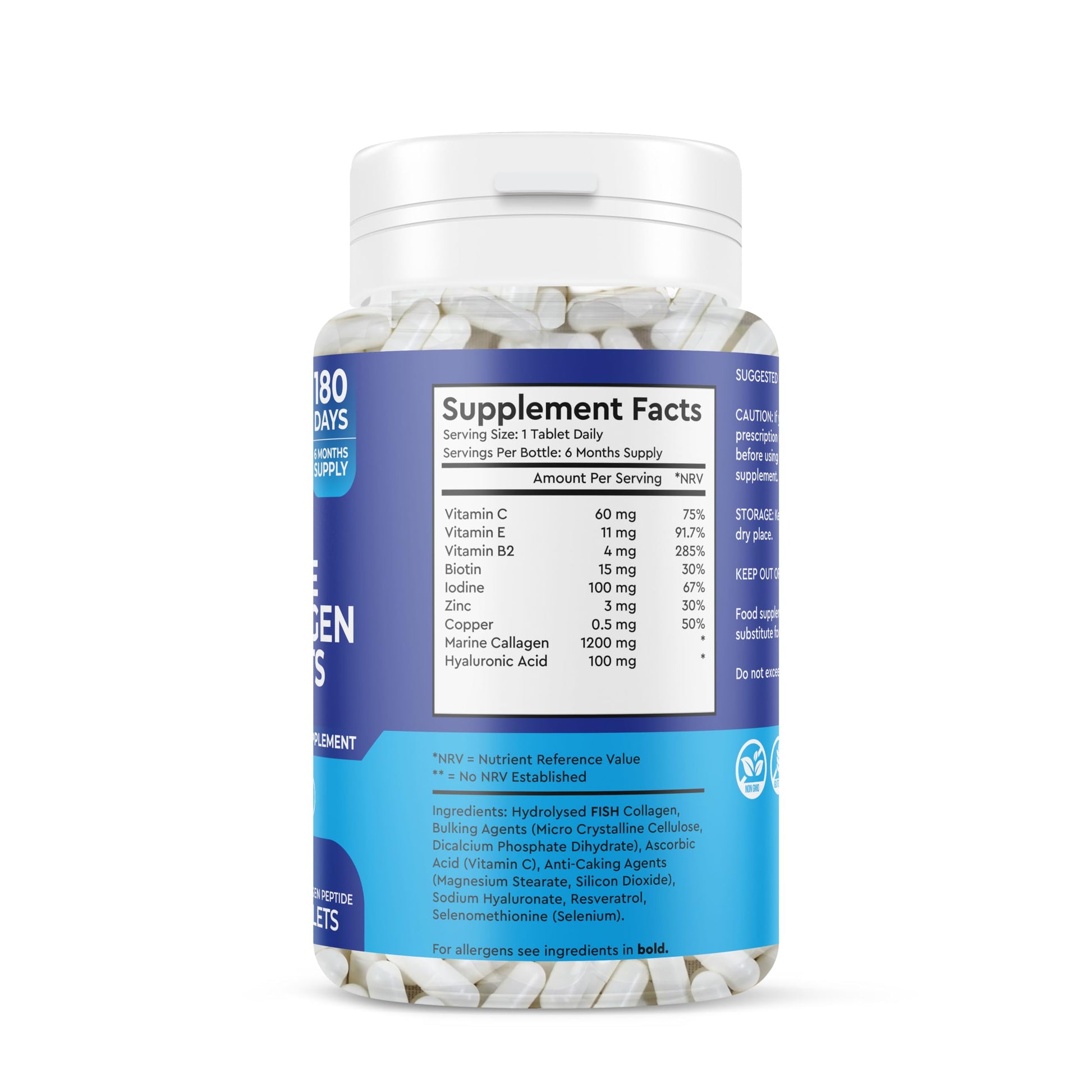 Marine Collagen Tablets 1200MG - 2400MG - 180 Days Supply Generic