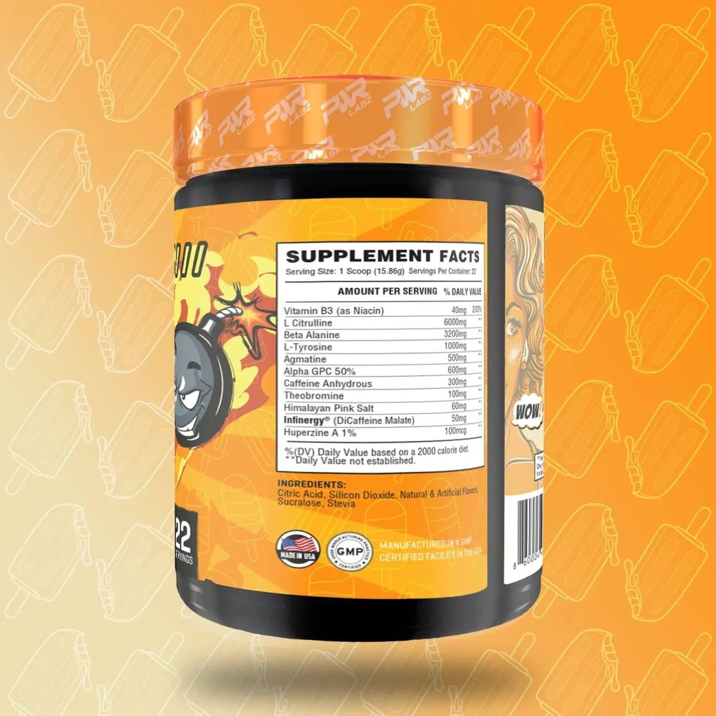 PWR Labz Blast Pre Workout - Pump · Focus · Energy · L-Citrulline, L-Tyrosine, Agmatine, Alpha GPC (Orange Creamsicle)