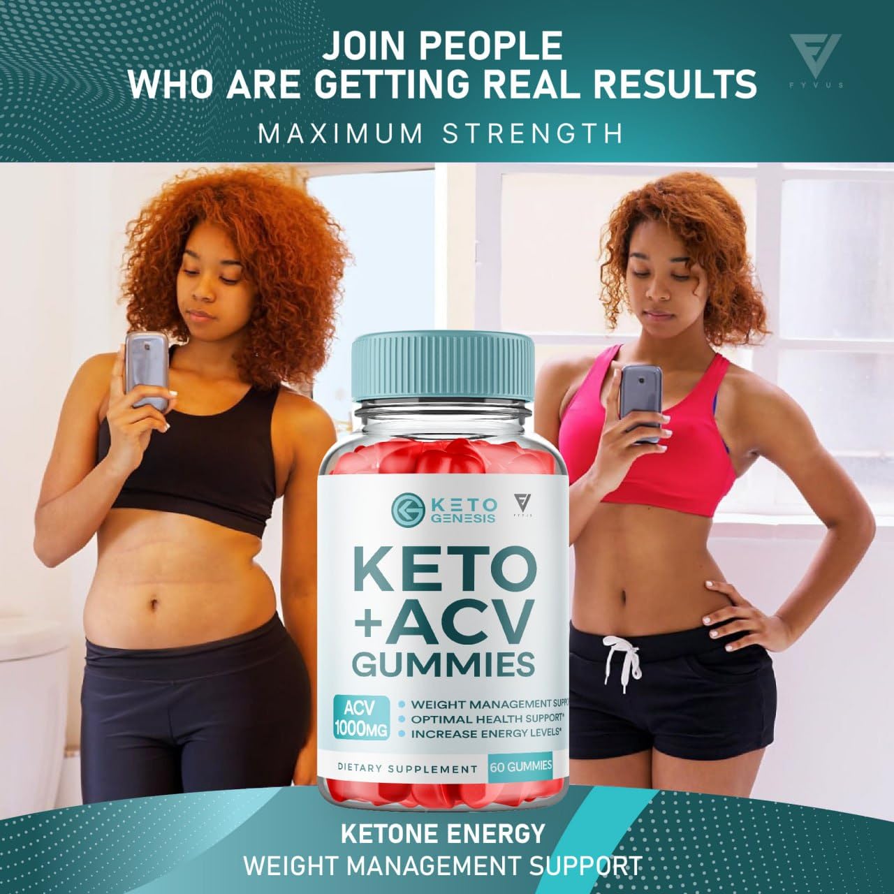 Keto Genesis Keto ACV Gummies Advanced Weight Loss, Ketogenesis Keto + ACV 1000MG Fyvus