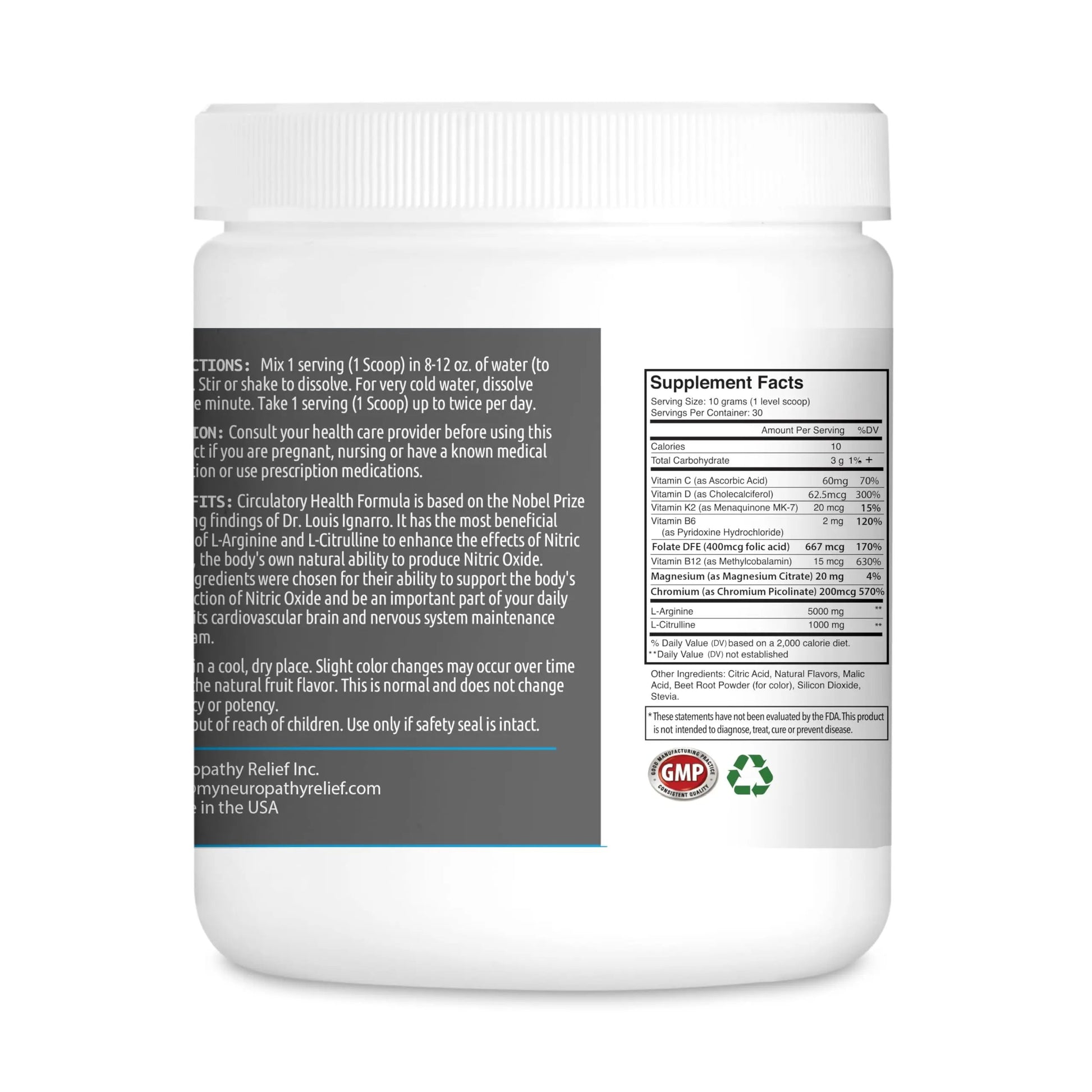 Neuropathy Relief™ - Circulatory Health Formula Nitric Oxide Booster - Berry Blend - L-Arginine L-Citrulline