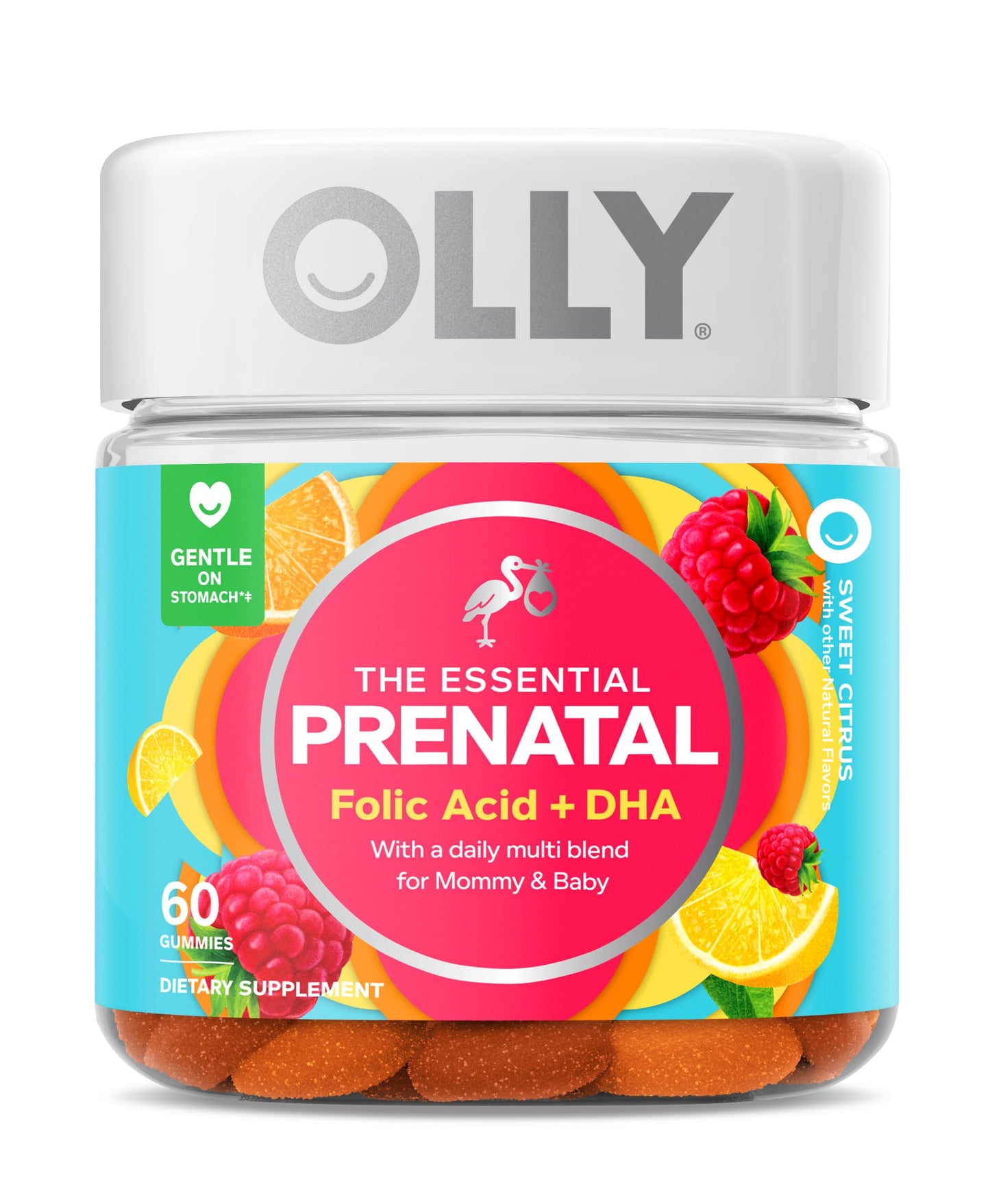 OLLY The Essential Prenatal Gummy Multivitamin, 30 Day Supply (Gummies) & Fiber Gummy Rings