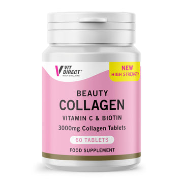Vit Direct - Beauty Collagen Tablets (Plus Biotin) - 60 Tablets - Two Month Supply