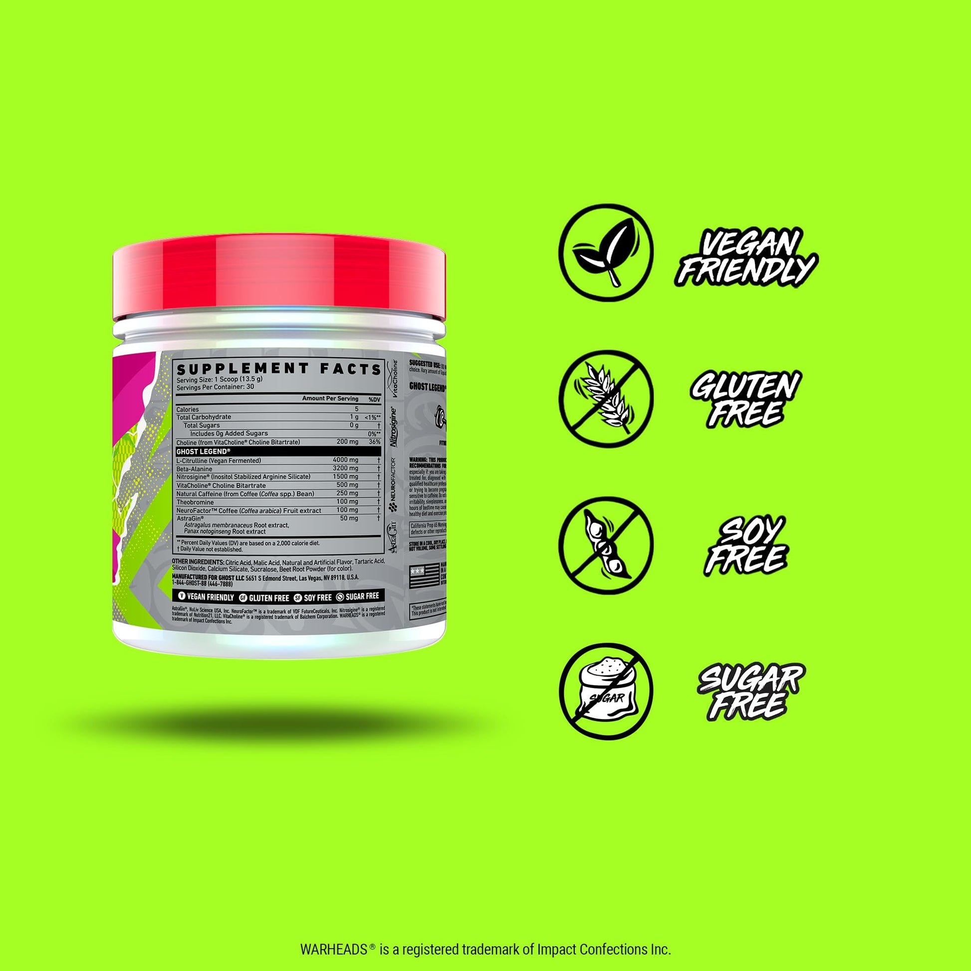 GHOST Legend V3 Pre-Workout Powder, Warheads Sour Watermelon - 30 Servings – Pre GHOST