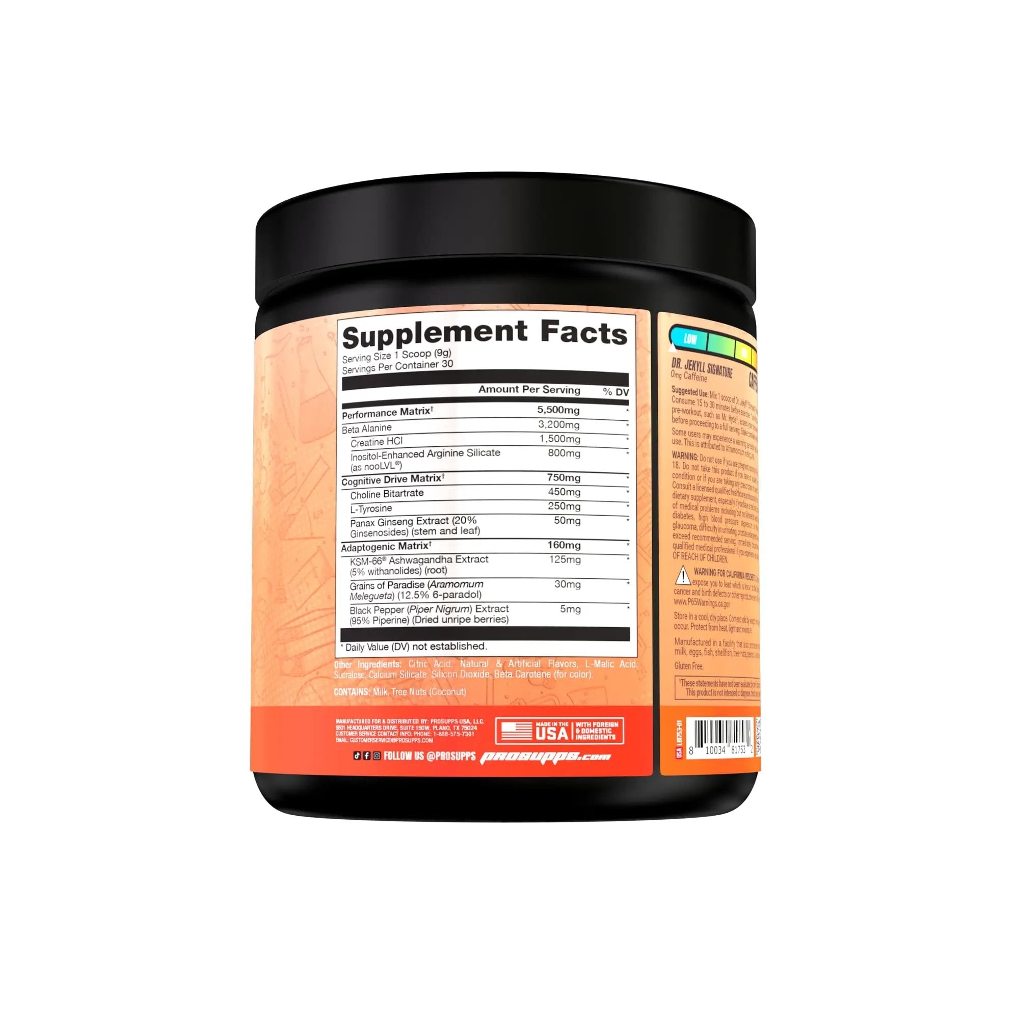 PROSUPPS Dr. Jekyll Signature Pre-Workout Powder, Stimulant & Caffeine Free, Intense PROSUPPS