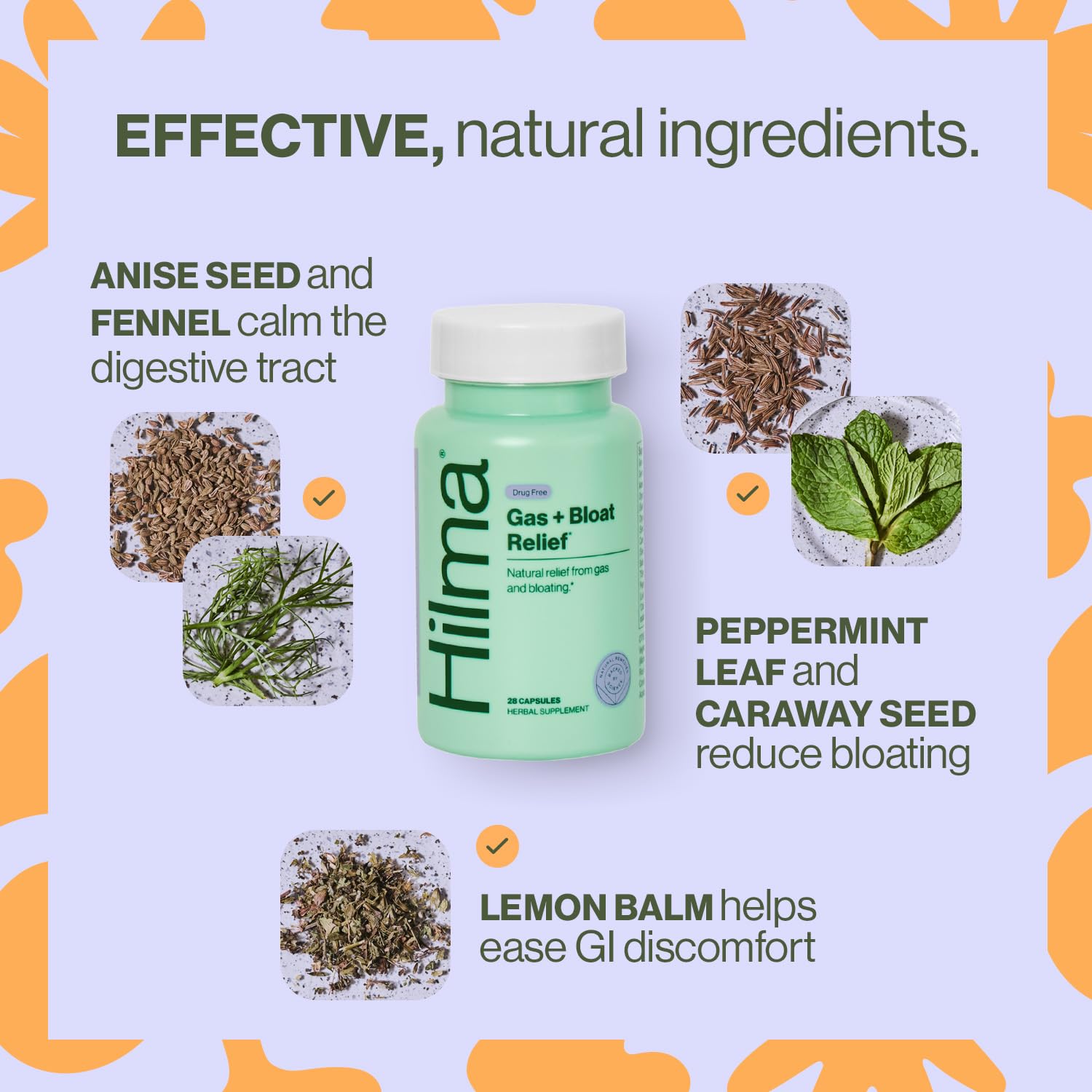 Hilma Natural Gas & Bloating Relief - with Lemon Balm, Fennel & Peppermint Leaf - Doctor Hilma