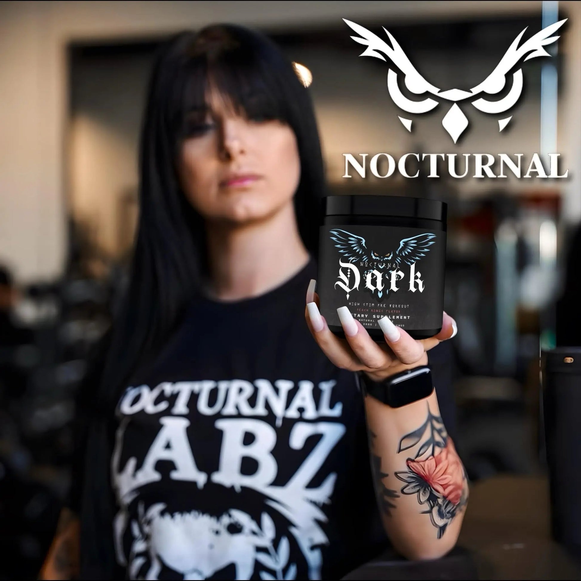 Nocturnal Labz Dark High Stim Pre Workout Powder | Potent Pre-workout Formula for Men & Women, Maximize Energy, Focus, Endurance, Citrulline Malate, Caffeine, Beta-Alanine, (20 Servings) (Peach Rings)
