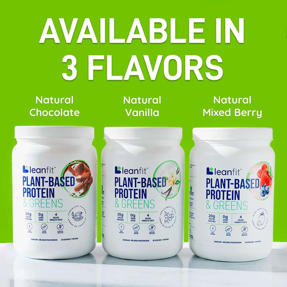 LeanFit Plant-Based Protein & Greens, Natural Berry, 20g Protein, 19 Servings, 1.25 Pound