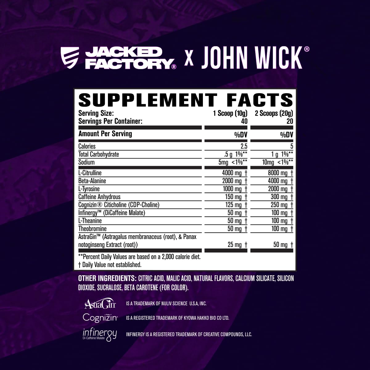 Jacked Factory X John Wick - Wick Mode Pre Workout Powder - Intense Energy Jacked Factory