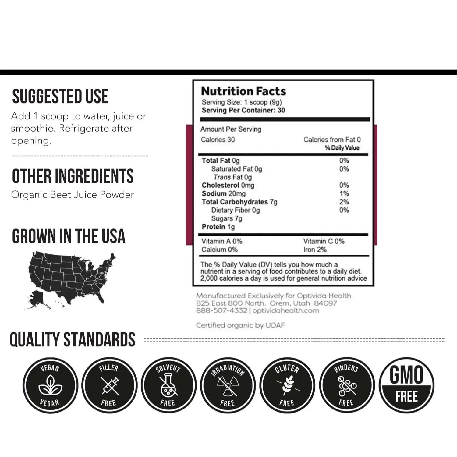 OPTIVIDA Nitric Oxide Beet Powder Organic | All Natural Beets Roots Supplements | Support Blood Flow, Heart & Liver Health | Vegan, Non-GMO, and Gluten Free 30 Servings