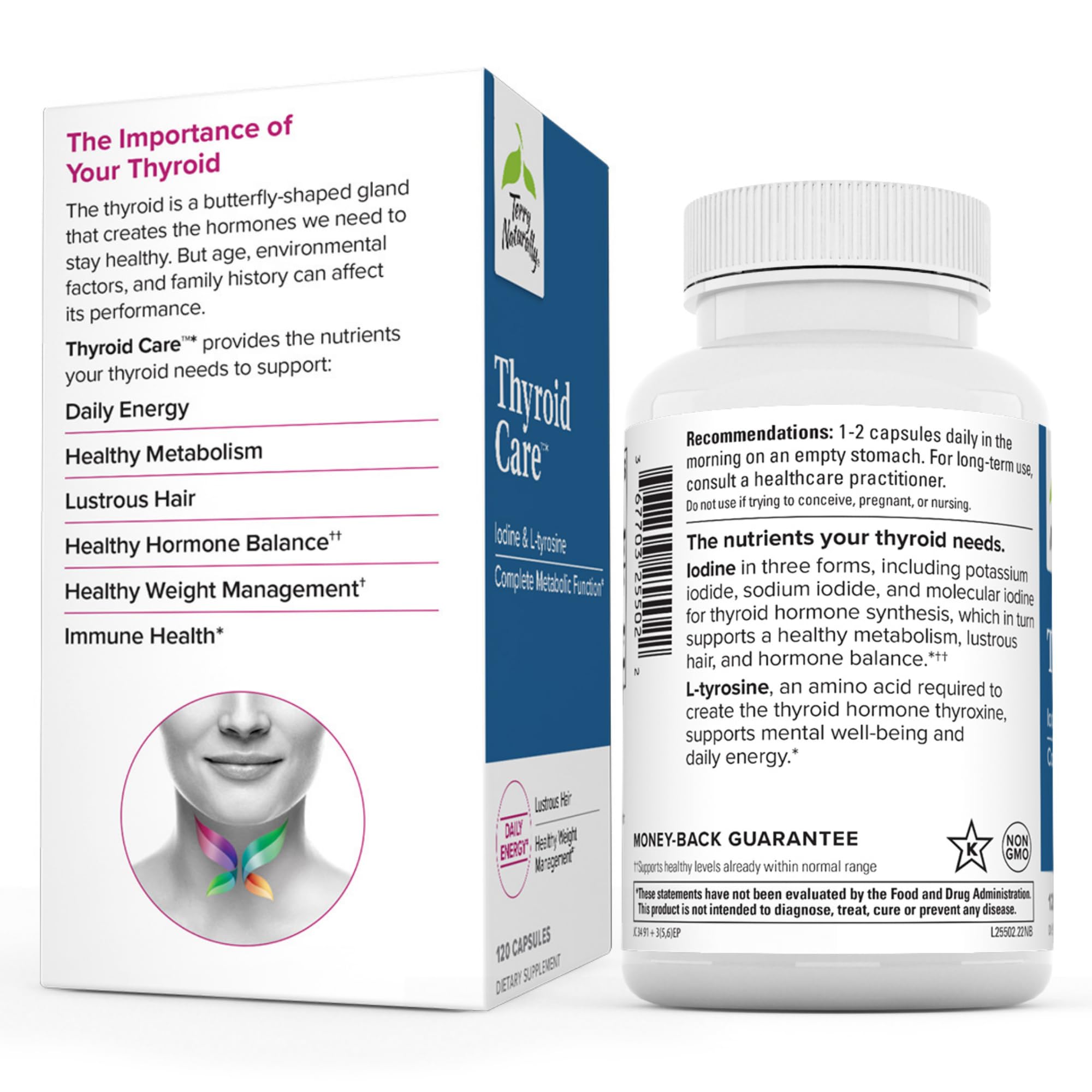 Terry Naturally Thyroid Care - 120 Capsules - Complete Metabolic Function - with Iodine Terry Naturally