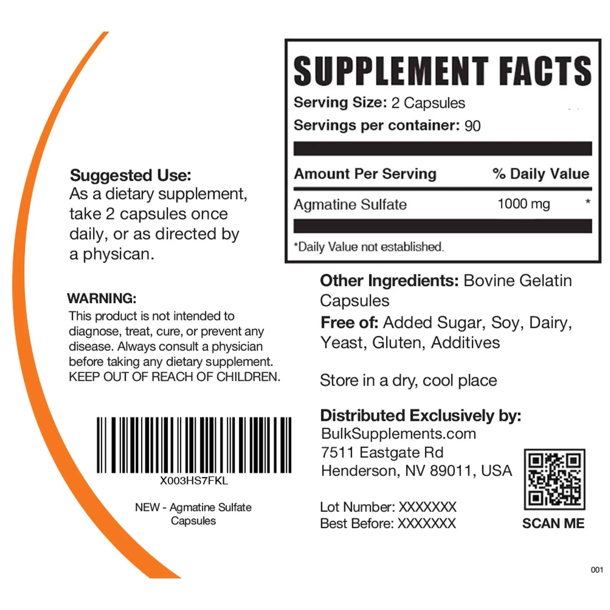 BULKSUPPLEMENTS.COM Agmatine Sulfate Capsules - Supplement for Nitric Oxide BULKSUPPLEMENTS.COM