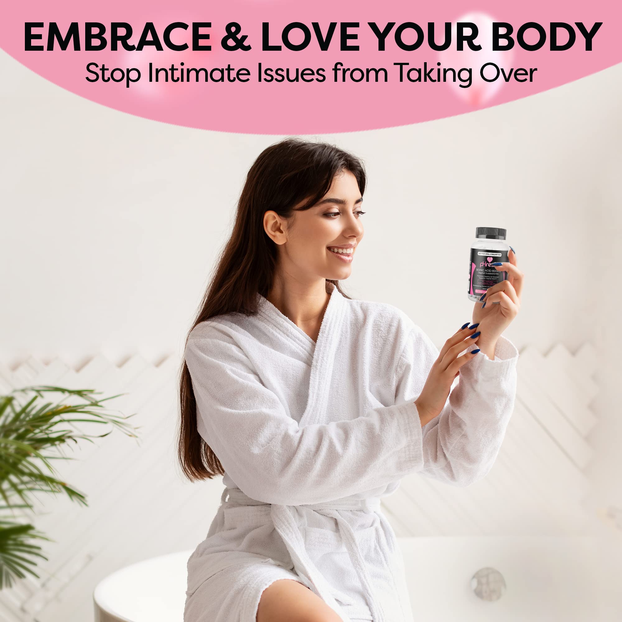 ACE NUTRITION pHresh Boric Acid Suppositories for Women, Suppositories for Odor Use