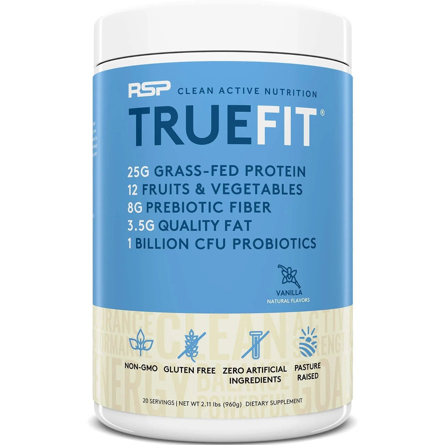 RSP NUTRITION AminoLean Pre Workout Energy (BlackBerry Pomegranate 30 Servings) with TrueFit Protein Powder (Vanilla 2 LB)