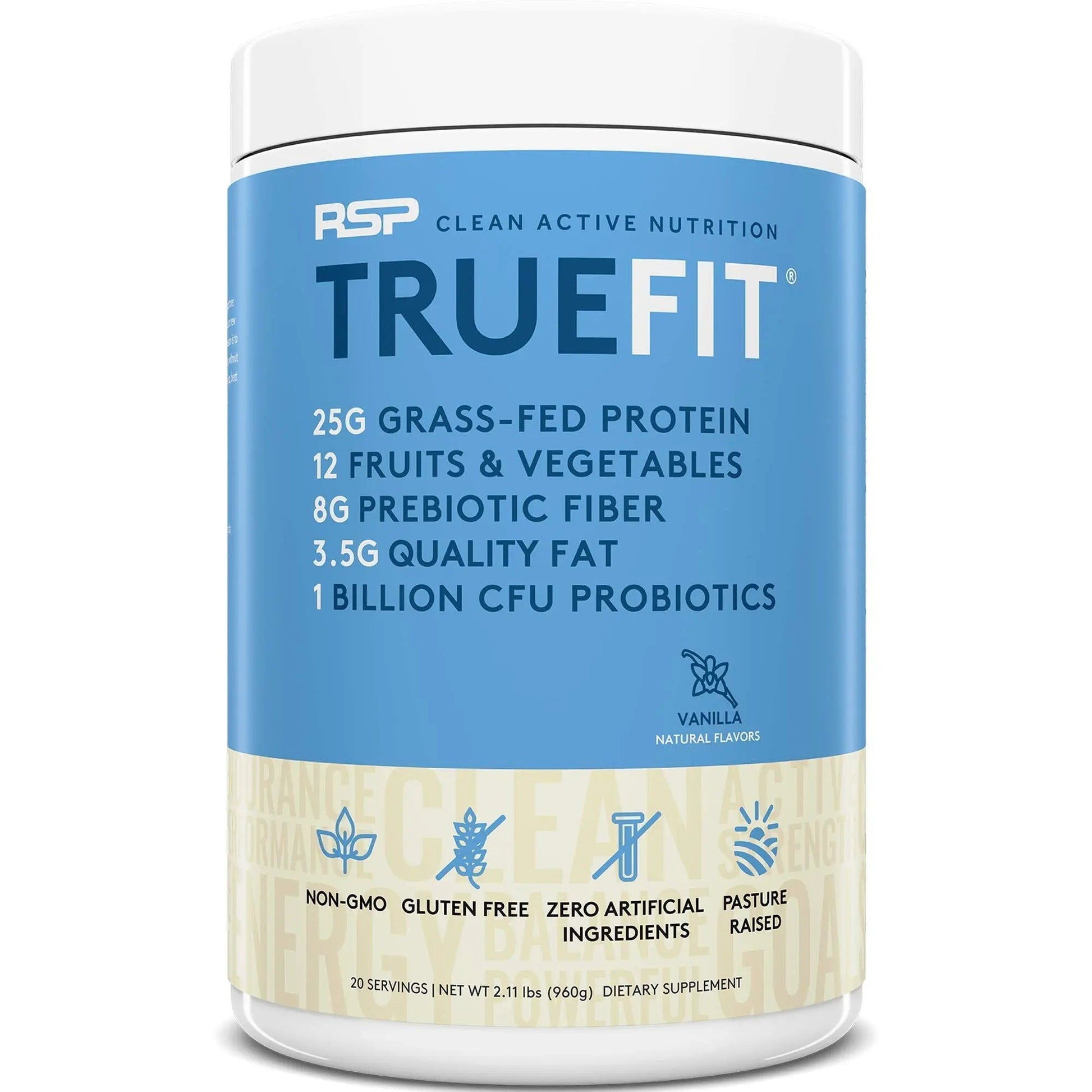 RSP NUTRITION AminoLean Pre Workout Energy (BlackBerry Pomegranate 30 Servings) with TrueFit Protein Powder (Vanilla 2 LB)