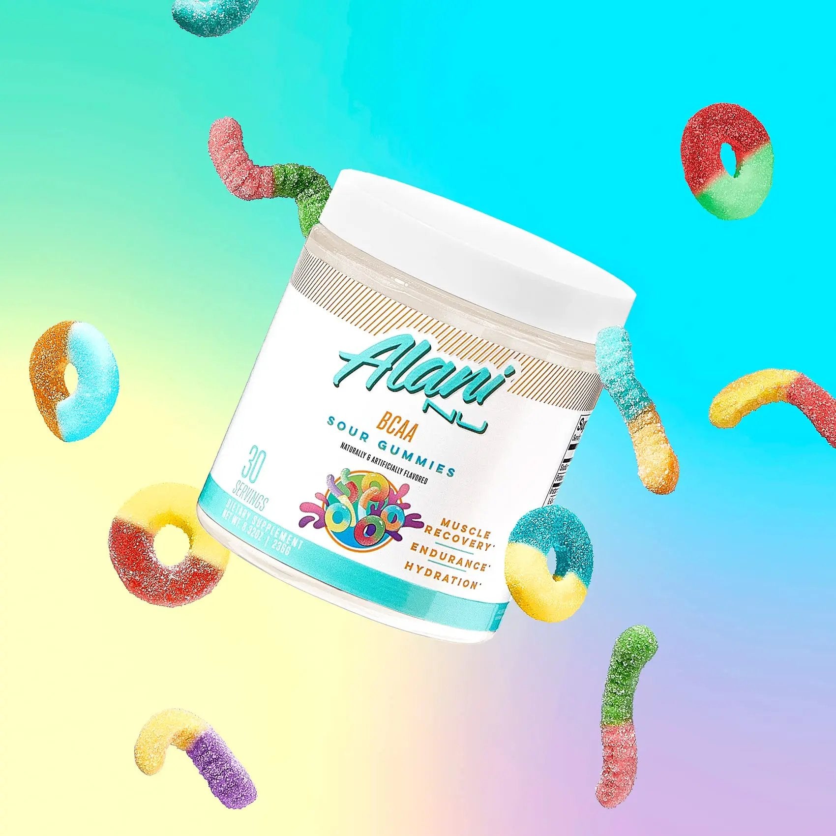 Alani Nu Breezeberry Pre Workout and BCAA Sour Gummies Post Workout Powder Bundle | L-Theanine, Beta-Alanine, Citrulline | Branch Chain Essential Amino Acids | 30 Servings per Container