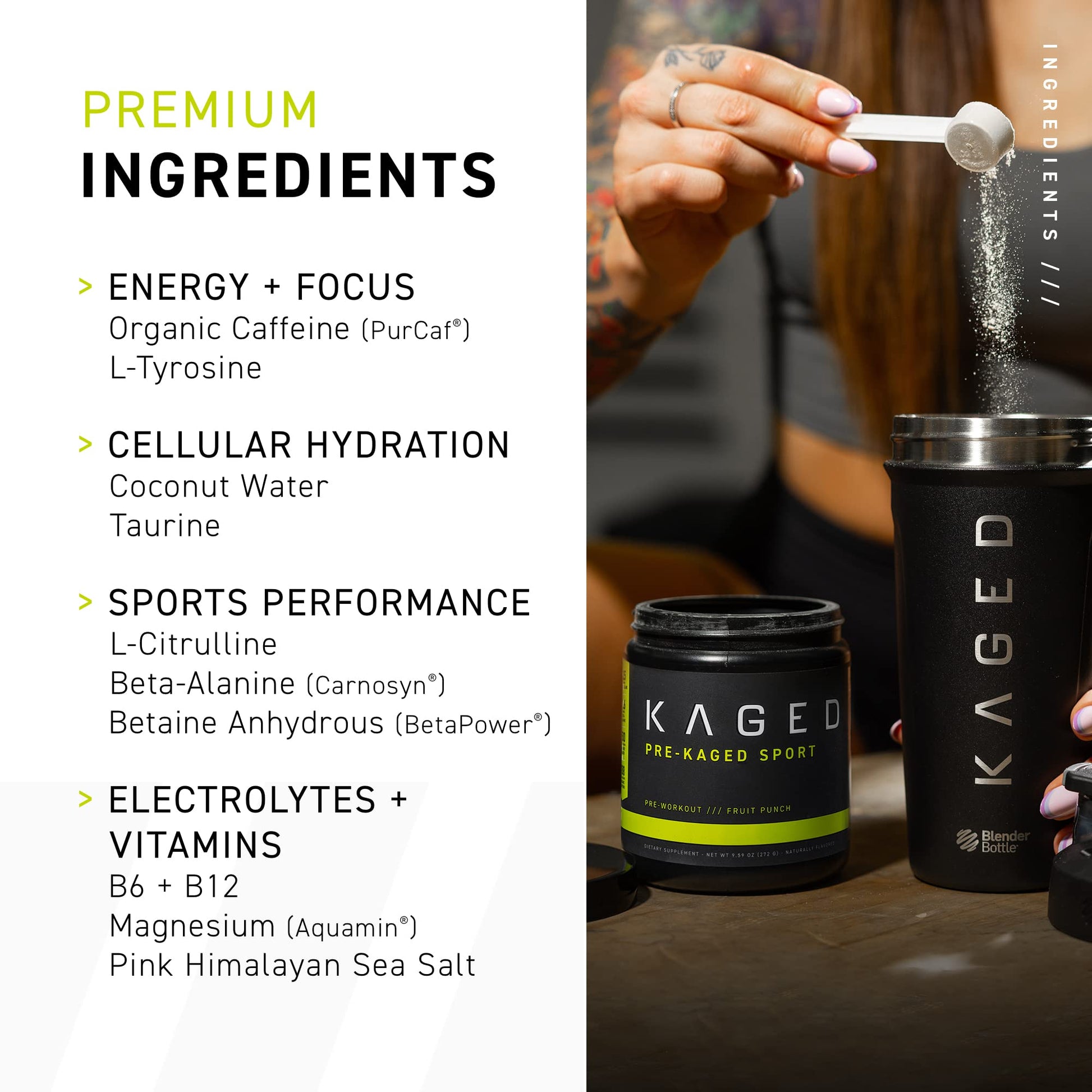 Kaged Athletic Sport Pre Workout Powder | Mango Lime | Energy Supplement for Endurance Kaged