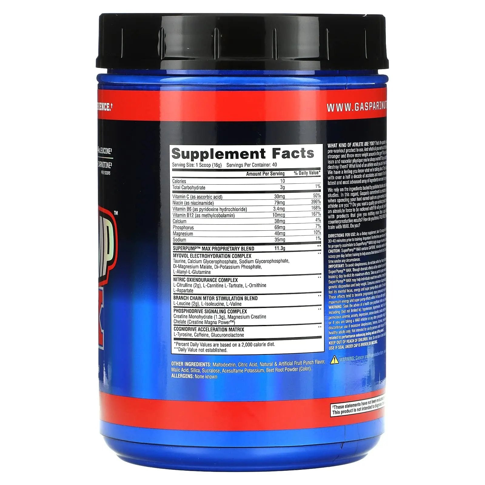 Gaspari Nutrition - SuperPump MAX - The Ultimate Pre Workout Powder, Sustained Energy Gaspari Nutrition