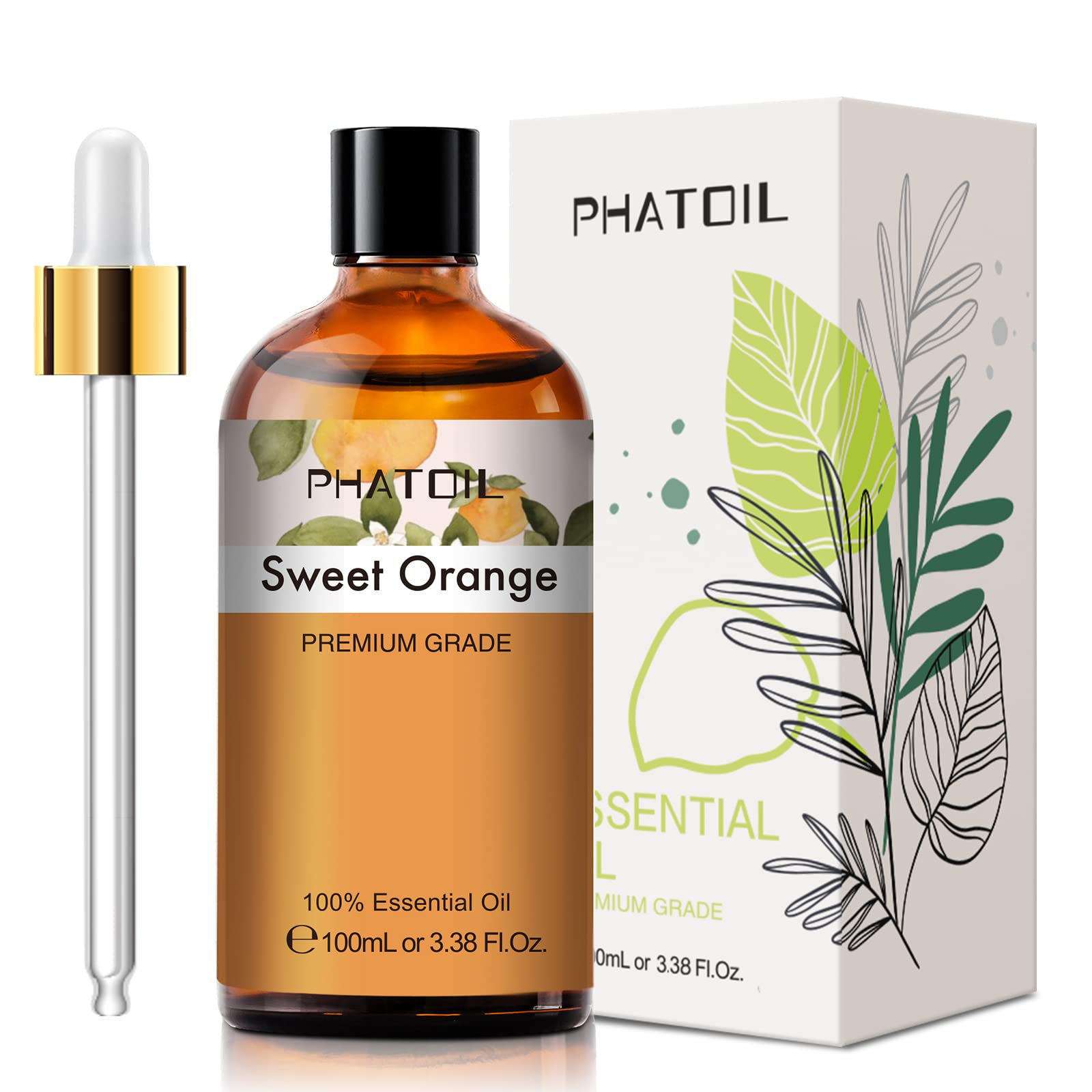 PHATOIL Sweet Orange Essential Oil 100ML, Pure Premium Grade Sweet Orange Essential