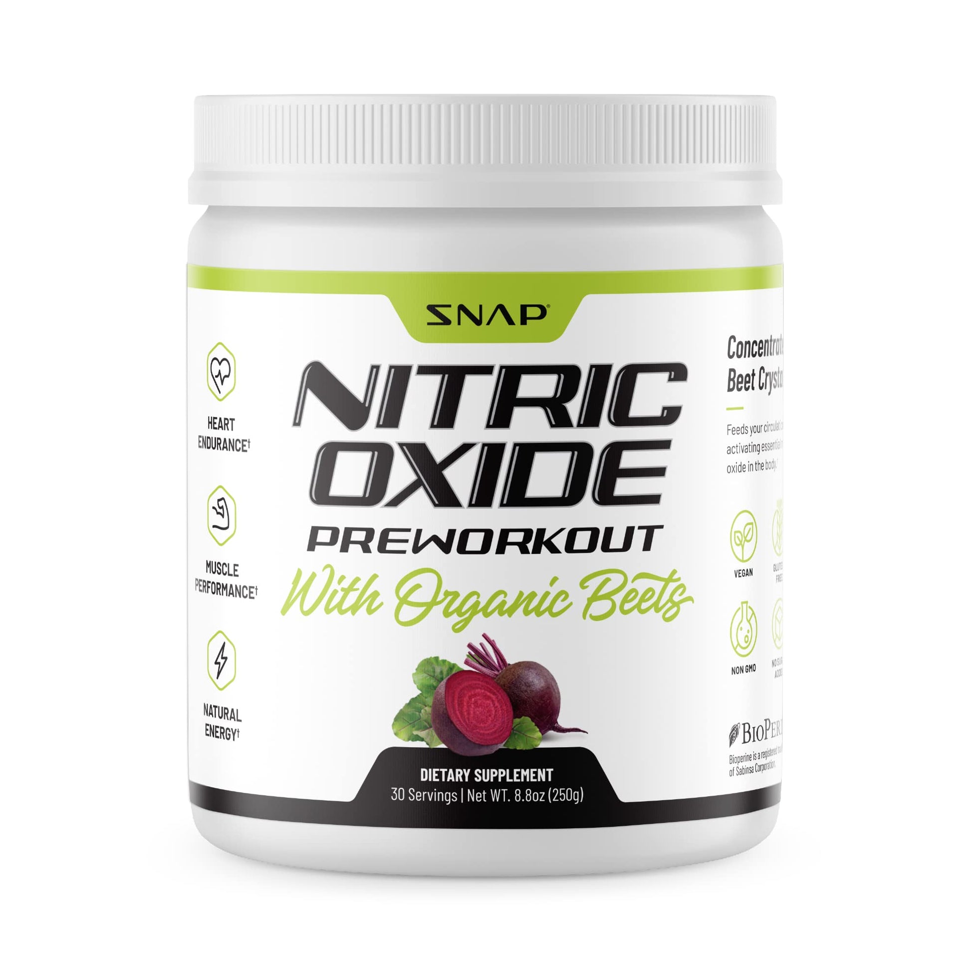 Snap Supplements Preworkout Beet Root Powder, Nitric Oxide Pre Workout with Organic