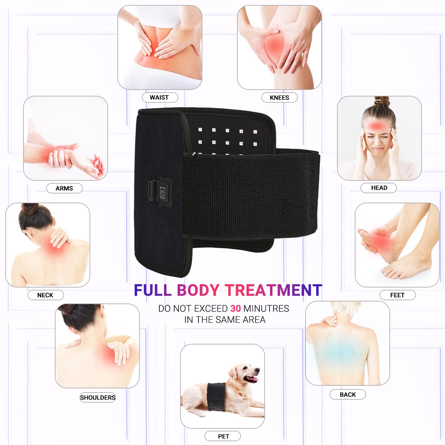 LPSAFP Red Light Therapy Belt for Body, Wearable Device with Blue, red and Near Infrared Light