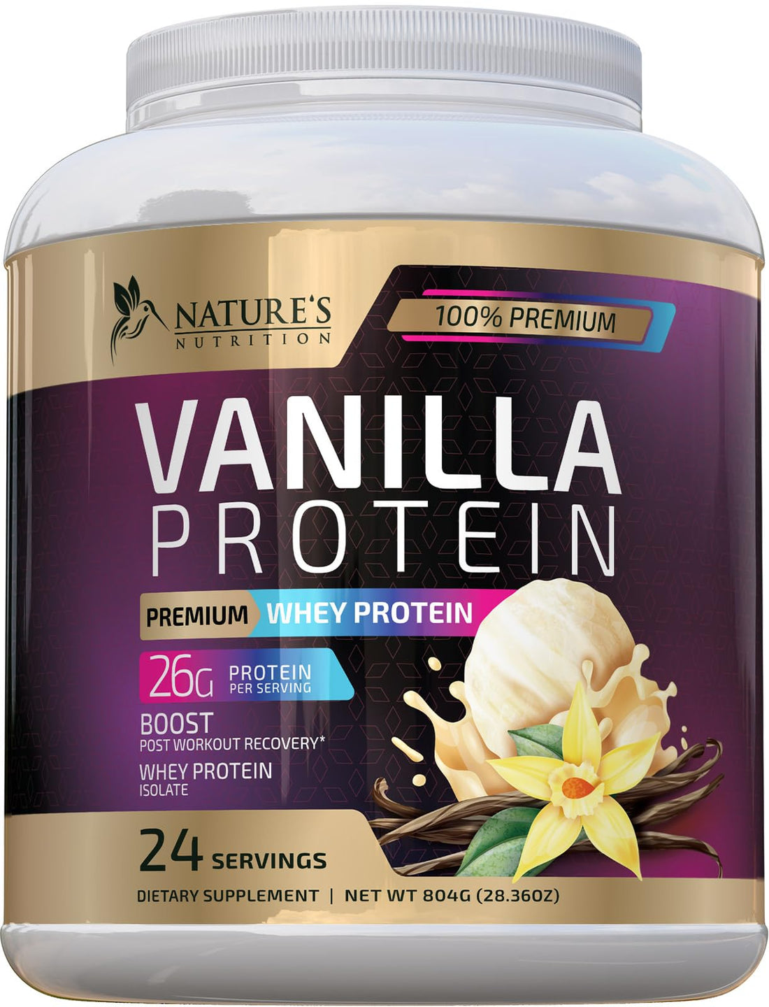 Whey Protein Powder 26g - Vanilla Ice Cream Whey Isolate Protein for Muscle Growth