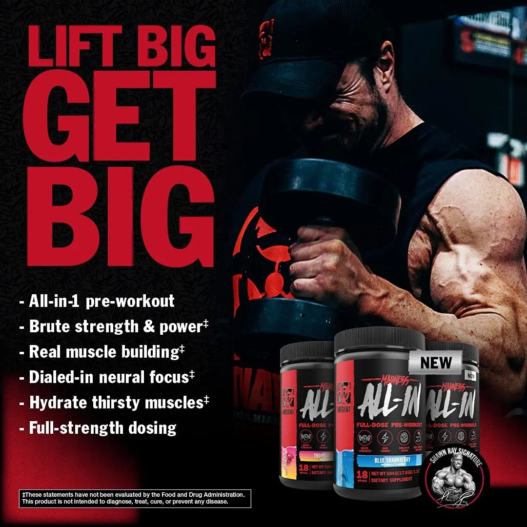 Mutant Madness All-in | Full Dosed Pre-Workout - Tropical Cyclone - 18 Serving - 504 g (17.8oz)
