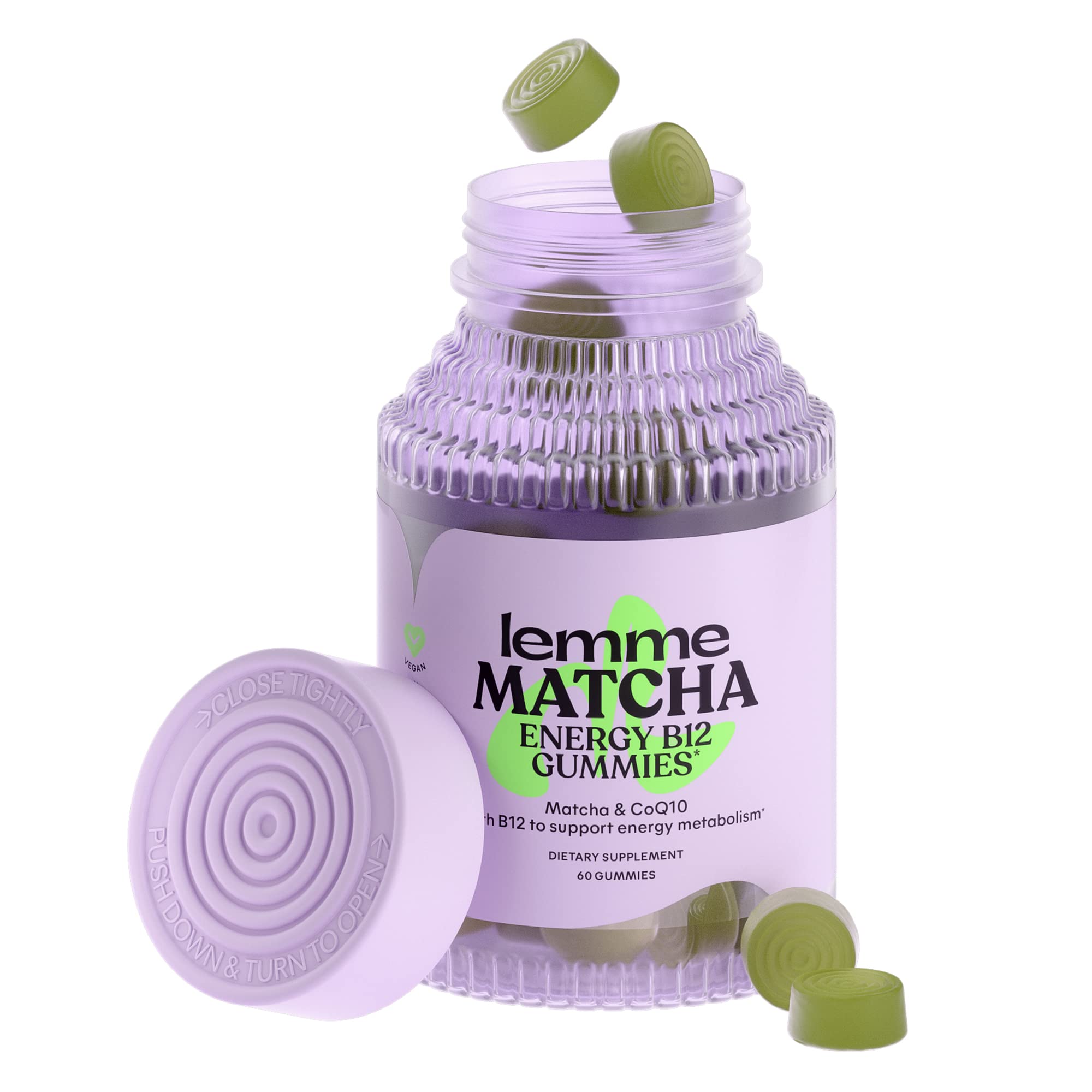 Lemme Matcha Superfood Energy Gummies with Organic Matcha Green Tea, Vitamin B12