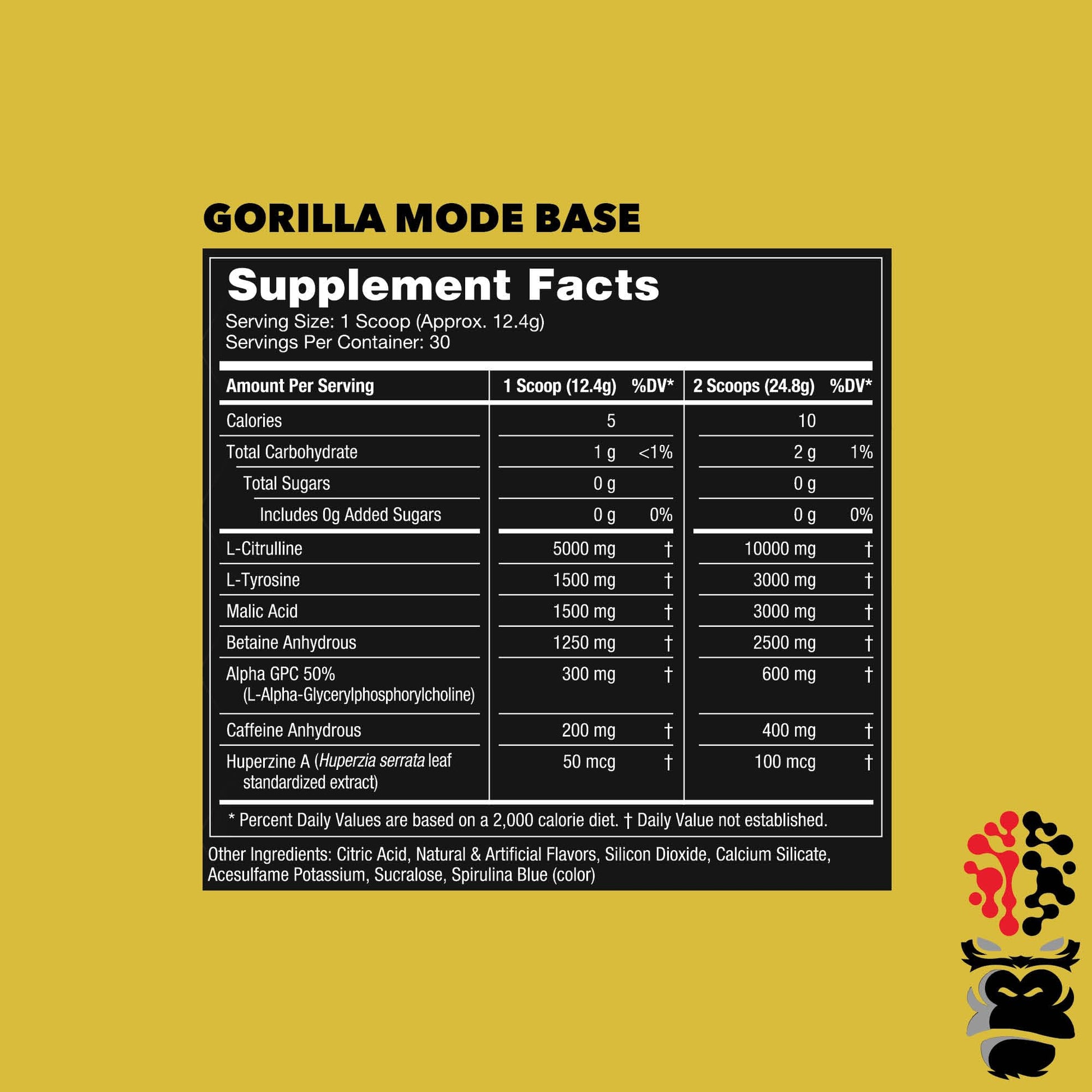 Gorilla Mode Base Pre Workout - Raises Nitric Oxide · Intense Focus & Drive · Endurance Gorilla Mind