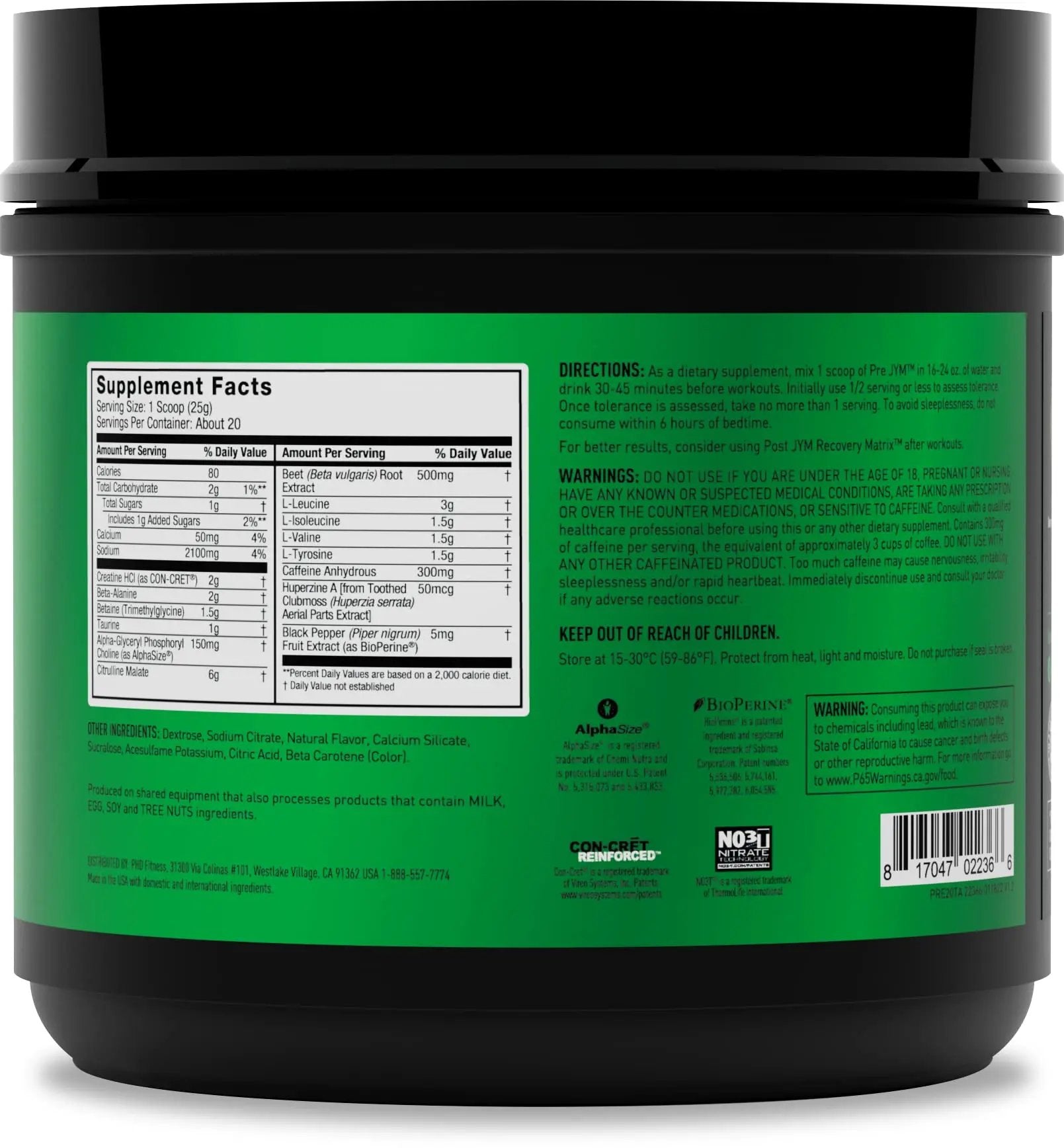 PRE JYM 20 Servings - Tangerine