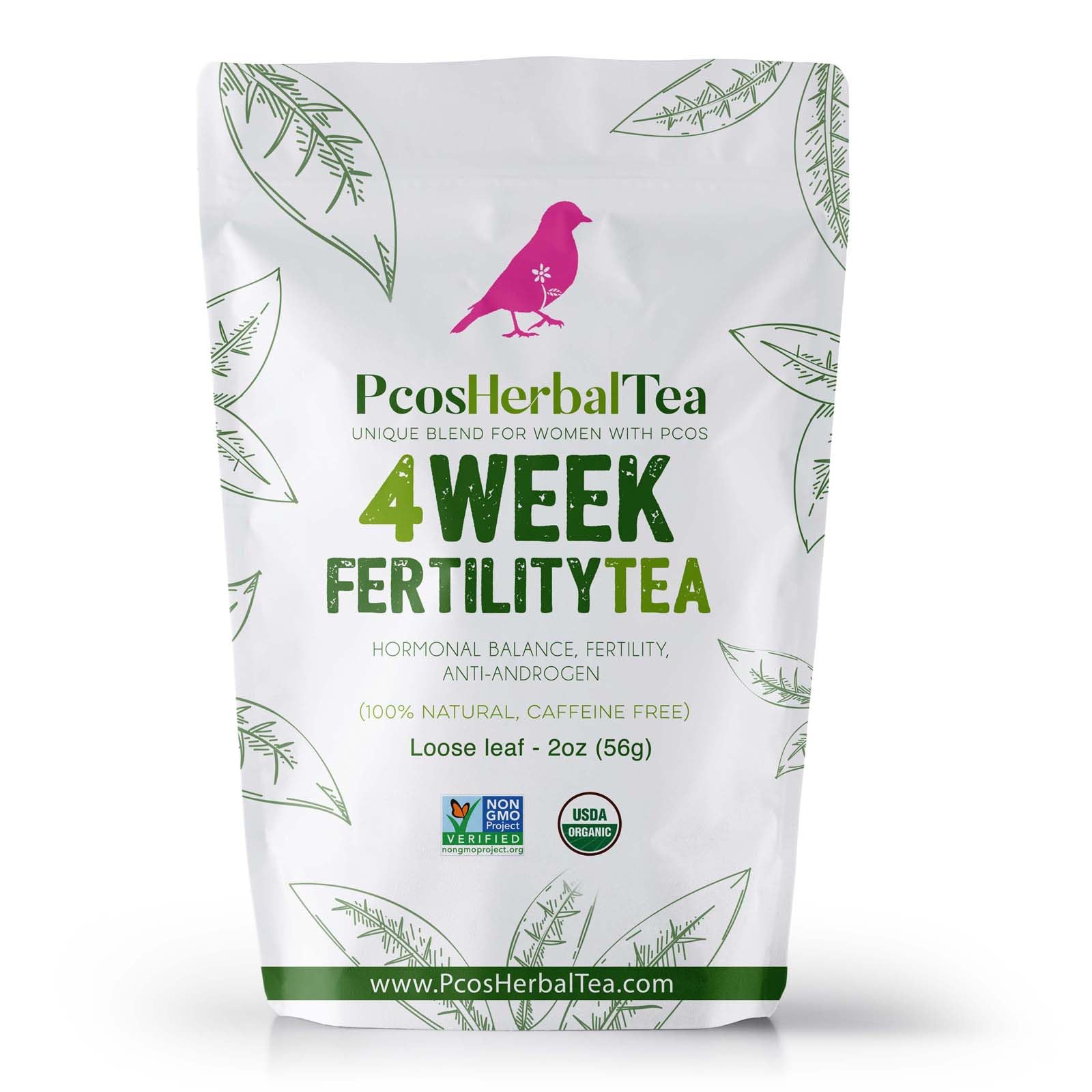 PCOS Cystem Tea with Organic Red Raspberry Leaf, Vitex, Spearmint Tea Supports Fertility