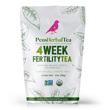 PCOS Cystem Tea with Organic Red Raspberry Leaf, Vitex, Spearmint Tea Supports Fertility