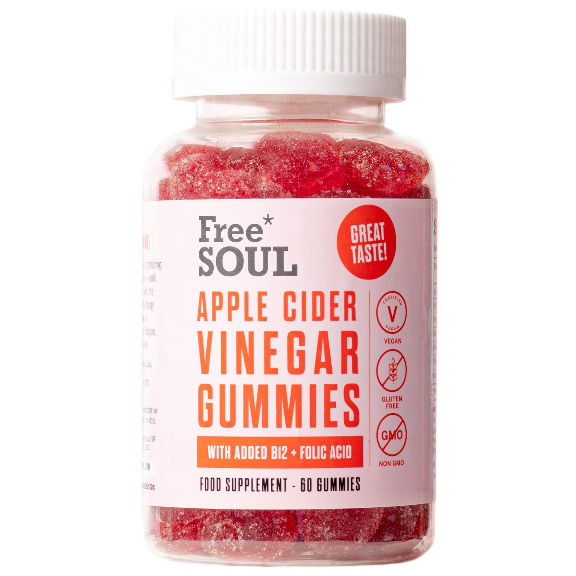 Apple Cider Vinegar Gummies with The Mother 1000mg Enhanced with Vitamin B12 & Folic