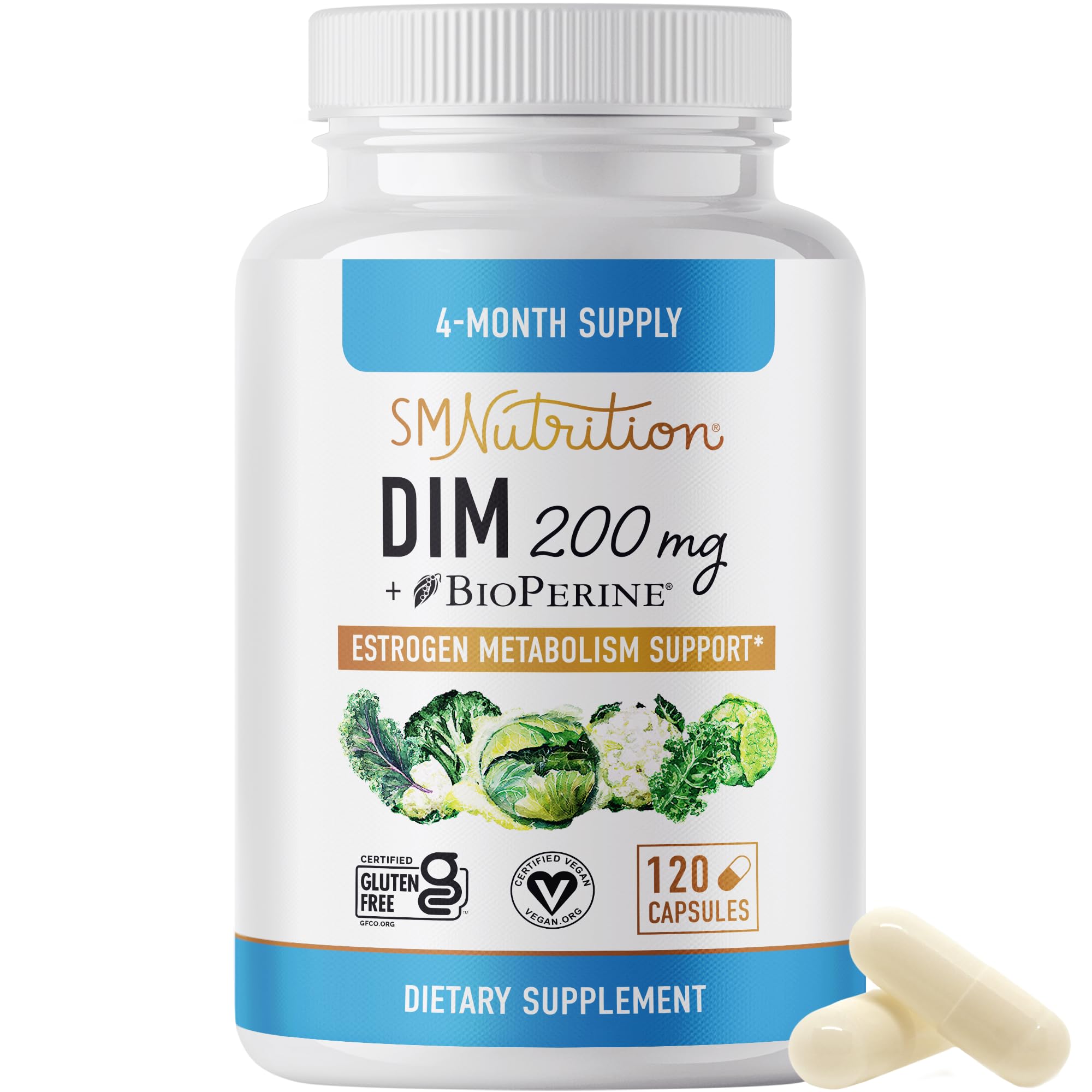 DIM Supplement 200 mg (120 Ct) | Estrogen Balance for Women & Men | Hormone Balance