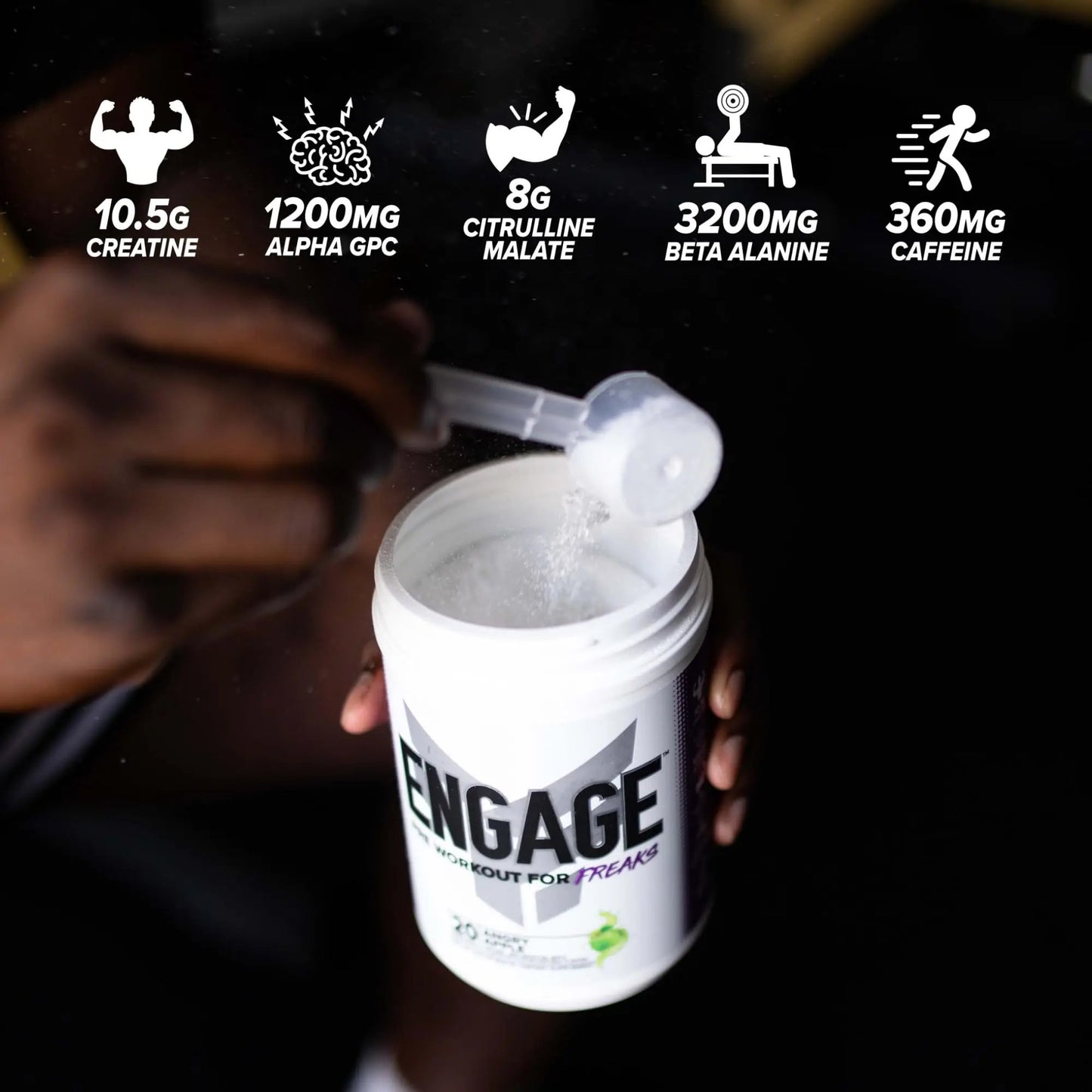 FINAFLEX Engage Pre Workout, Loaded Lemon - Train Harder, Longer & Stronger - Includes Creatine, Beta-Alanine, Alpha GPC, Citrulline & Caffeine - 20 Servings