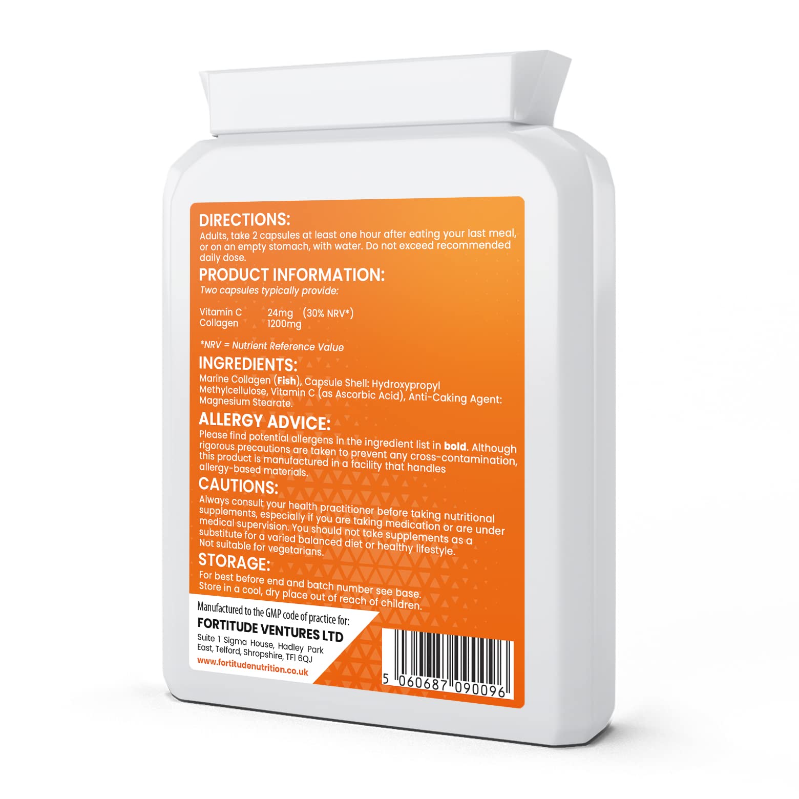 Marine Collagen Capsules | Hydrolyzed Marine Collagen with Vitamin C | High Strength Collagen Fortitude Nutrition