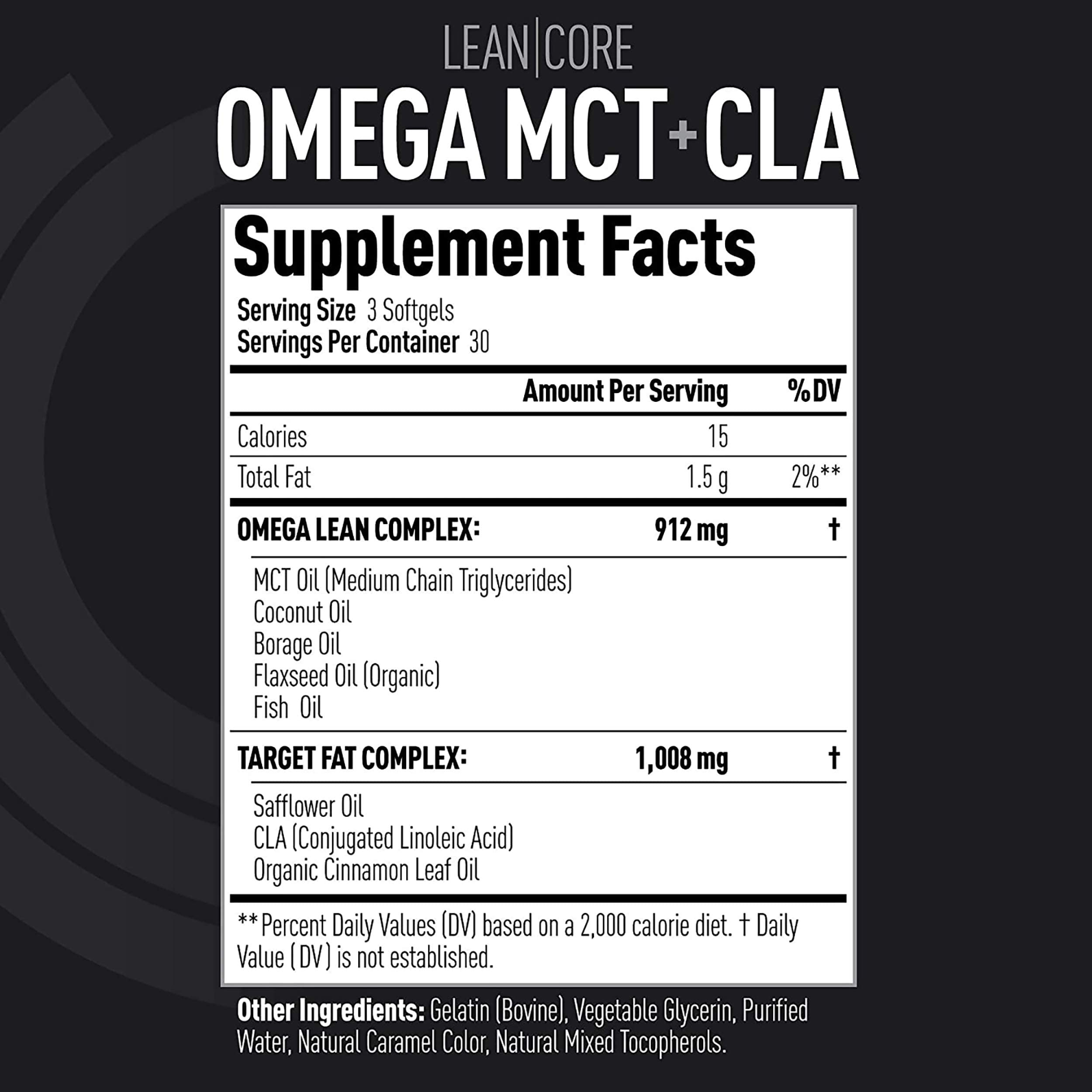 Lean CORE Omega MCT + CLA - Stimulant Free Health Formula, Lean Muscle & Toned (CORE)ACTIVE