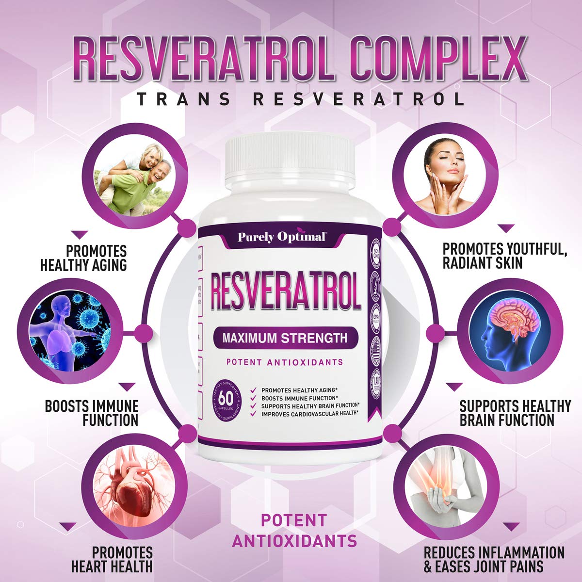 Premium Resveratrol Supplement 1500mg - Max Strength, Trans Resveratrol Capsules Purely Optimal