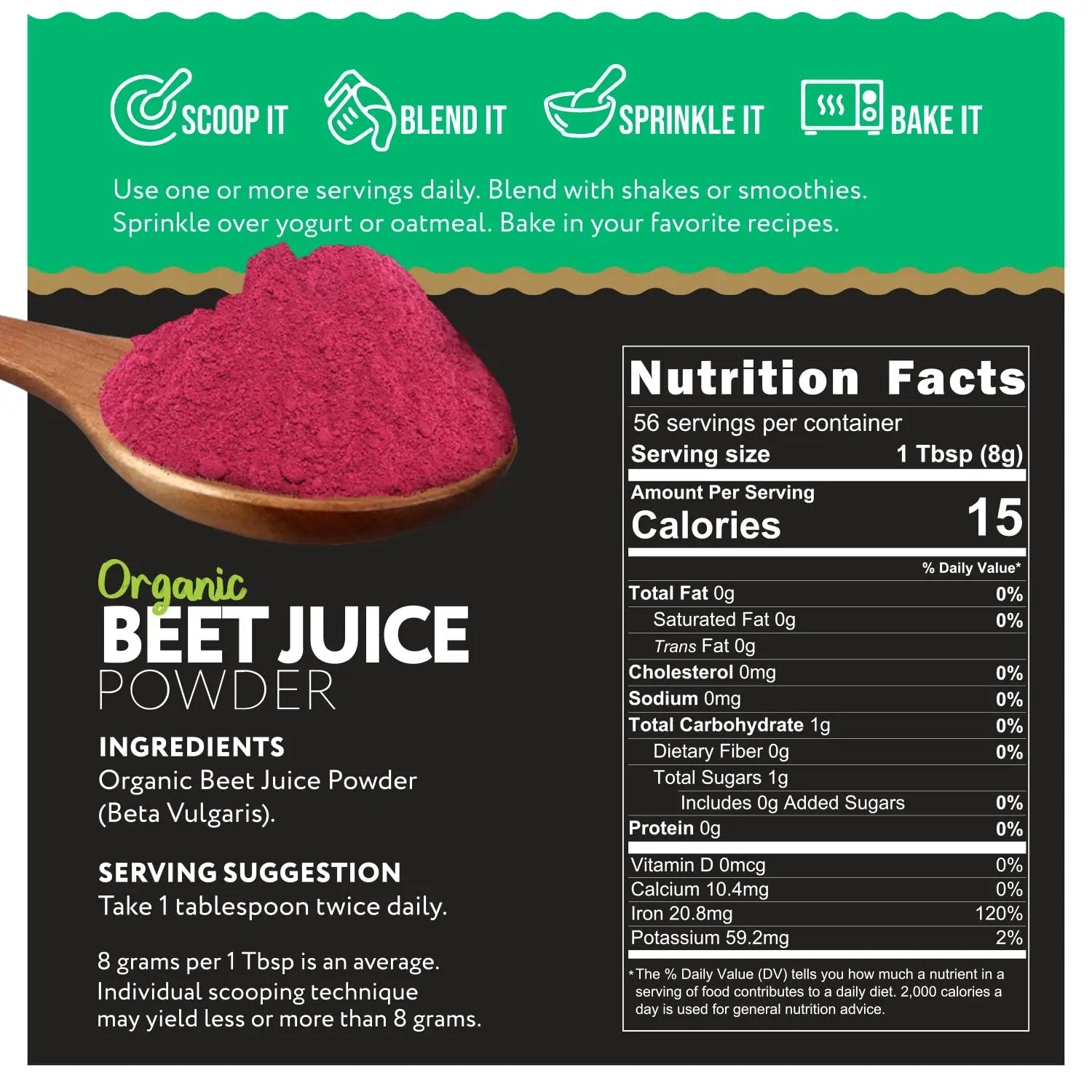 Ganic Food Organic Beet Root Juice Powder, 16 Ounces