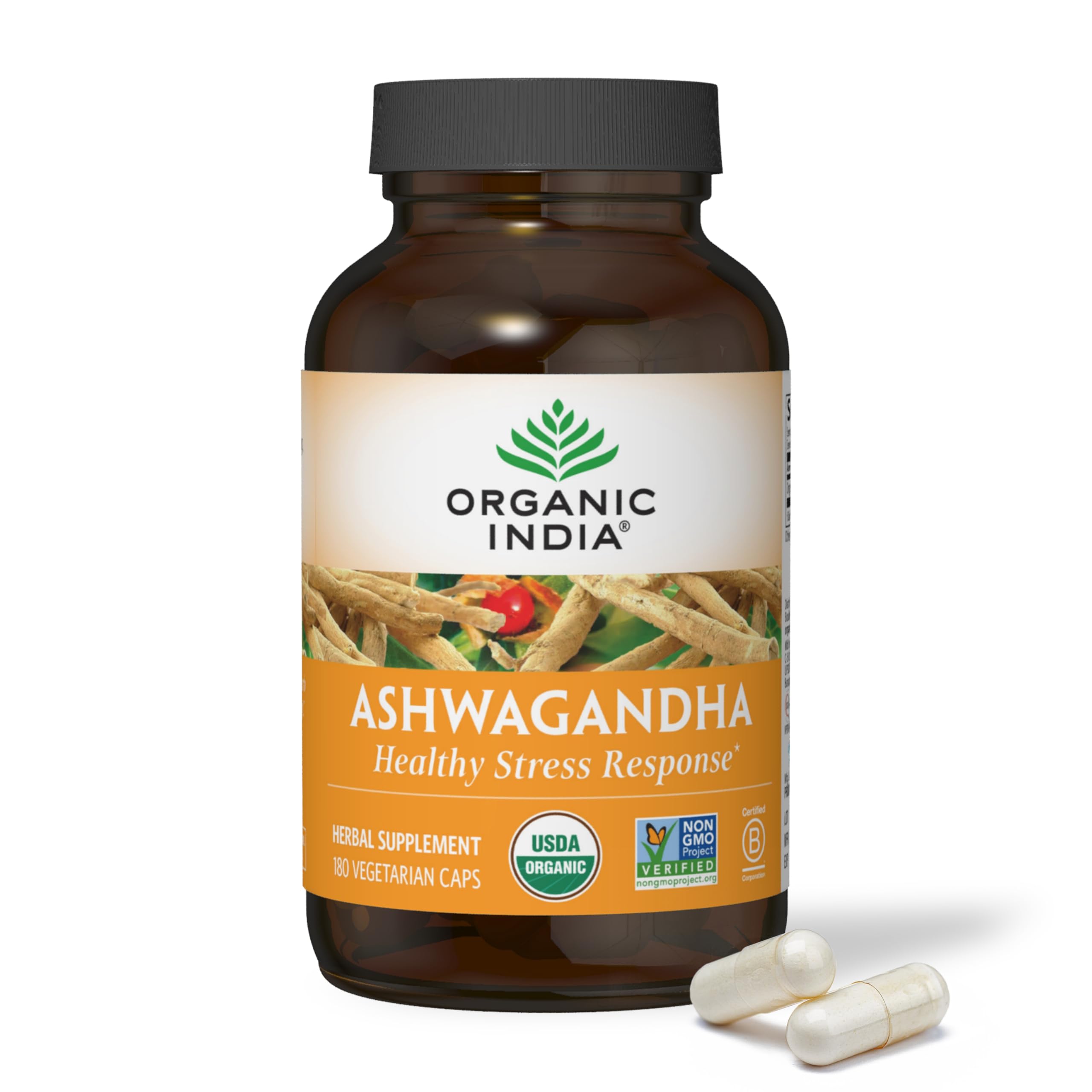 Organic India Ashwagandha Herbal Supplement - Stress Response Support, Vegan, Gluten